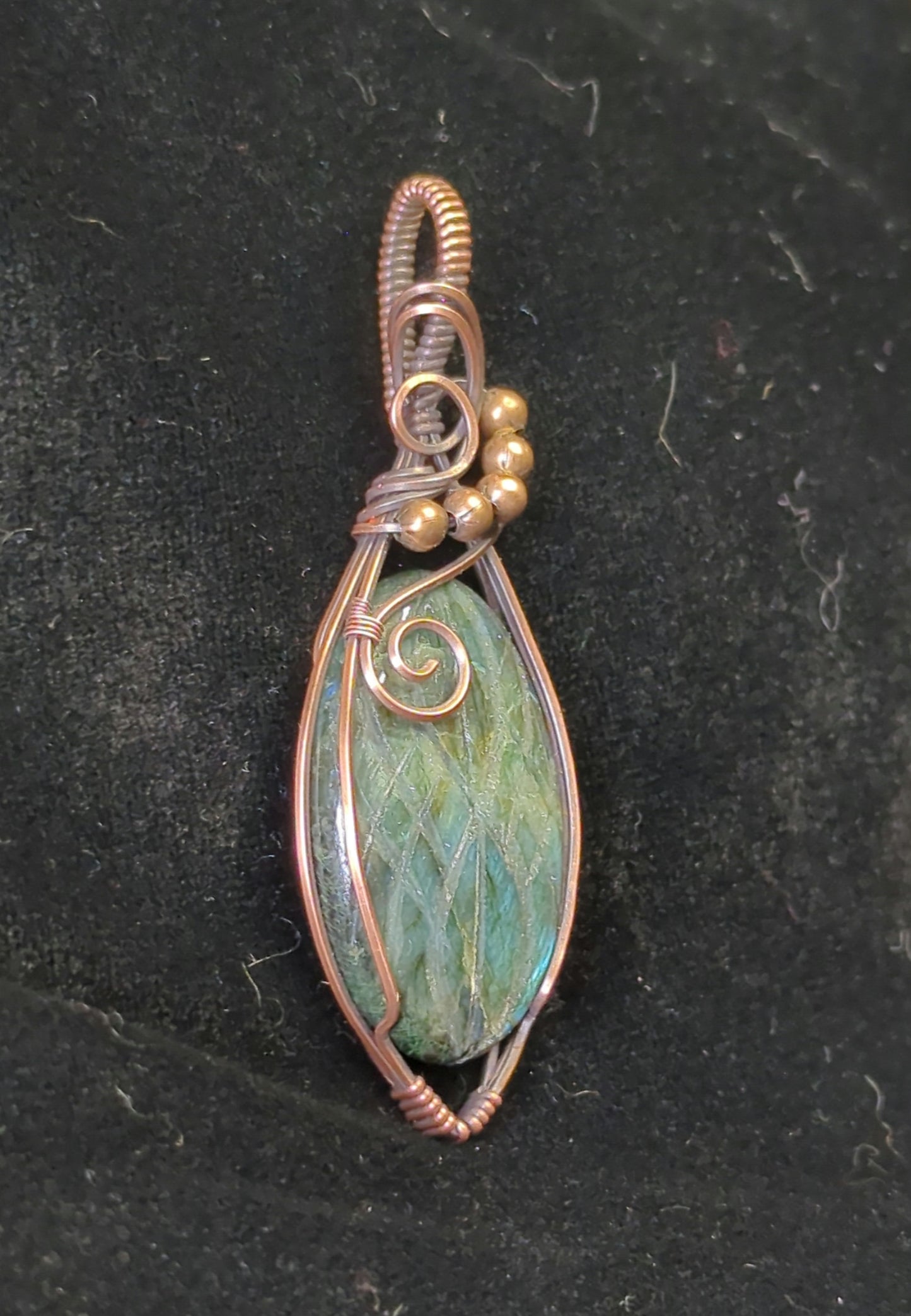 Labradorite Pendant, set in antiqued copper.