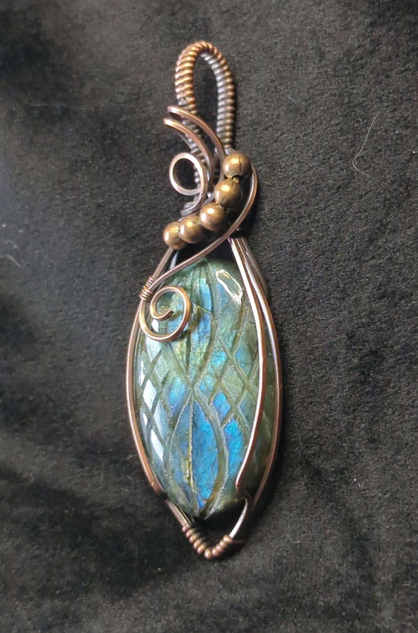 Labradorite Pendant, set in antiqued copper.