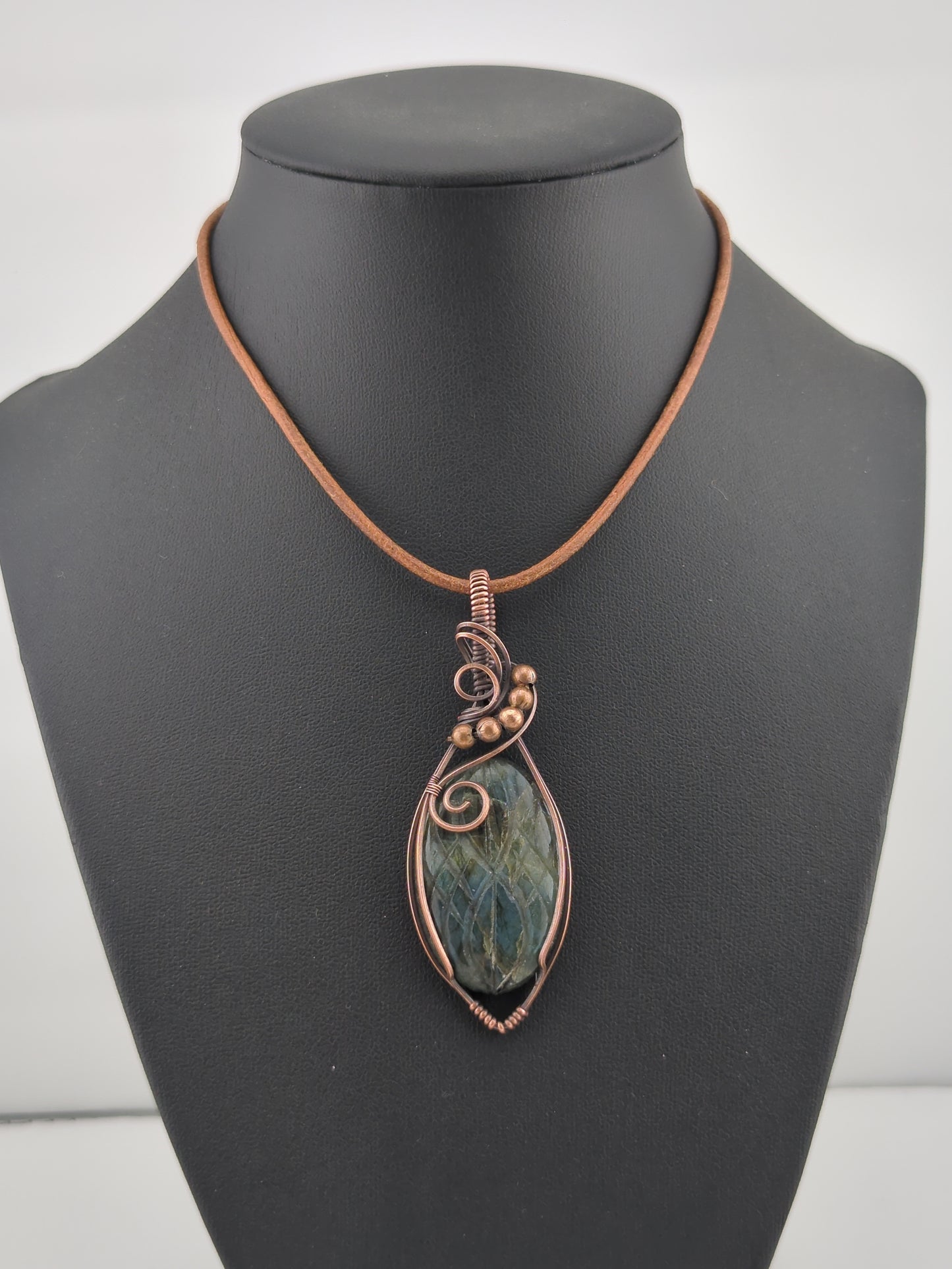 Labradorite Pendant, set in antiqued copper.