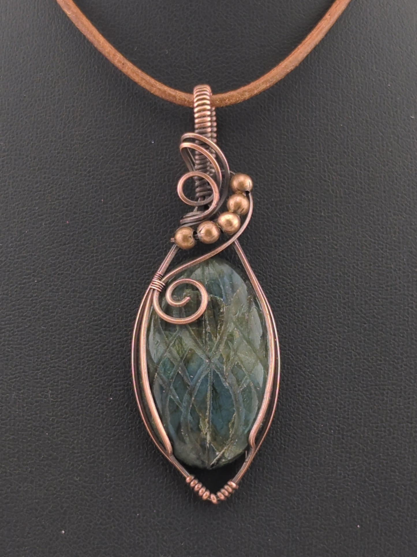 Labradorite Pendant, set in antiqued copper.