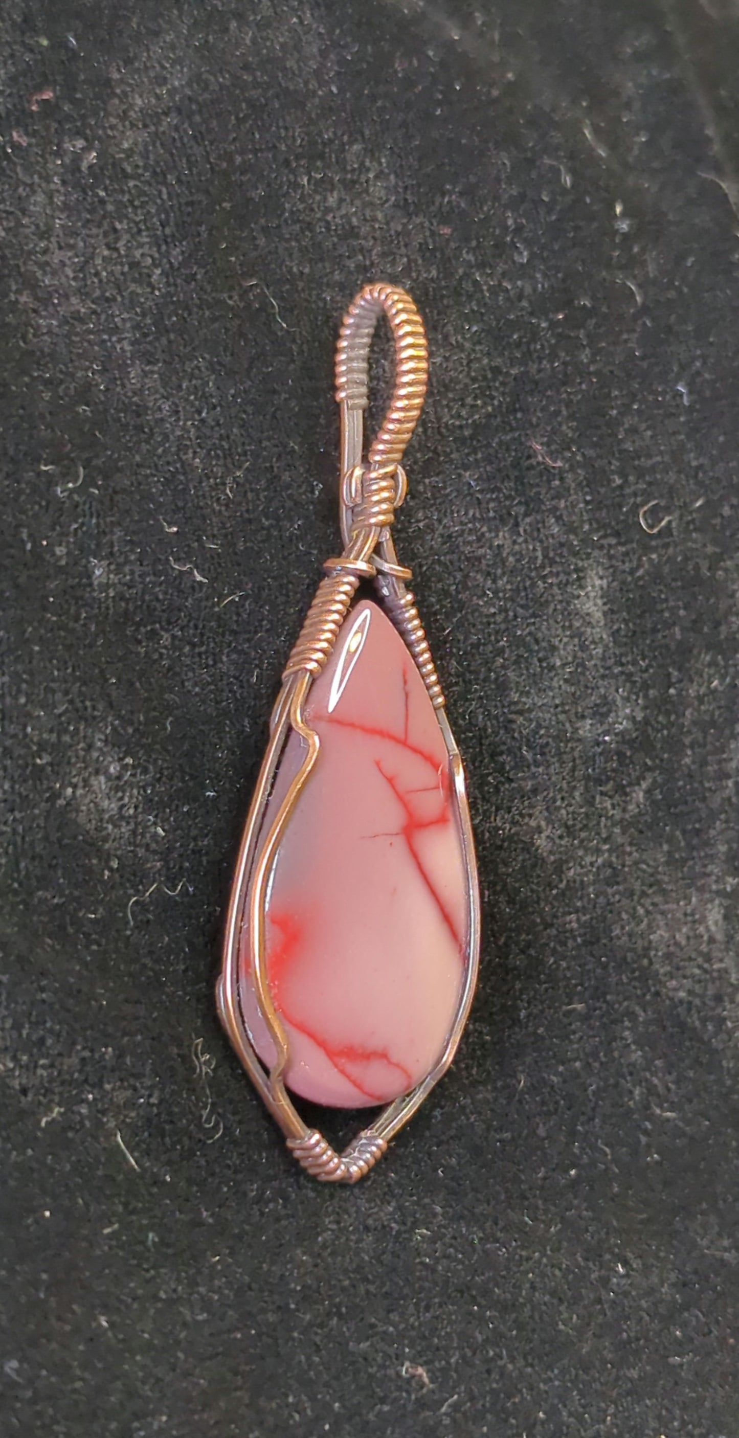 Mookaite Jasper gemstone pendant, set in antiqued copper.