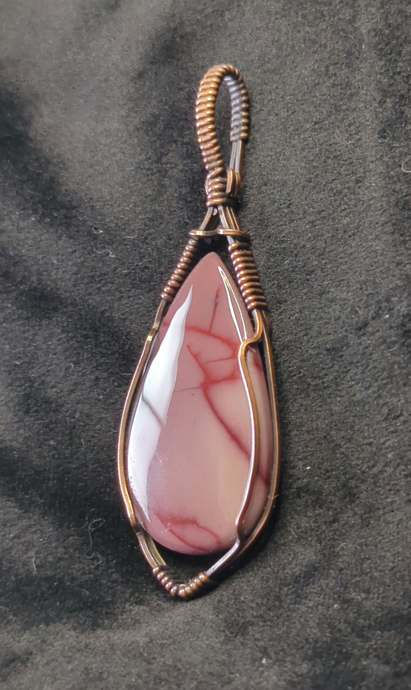 Mookaite Jasper gemstone pendant, set in antiqued copper.