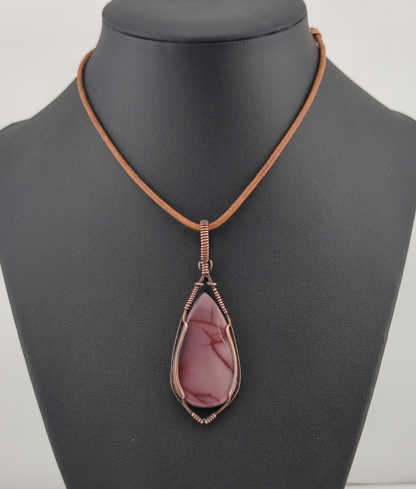 Mookaite Jasper gemstone pendant, set in antiqued copper.