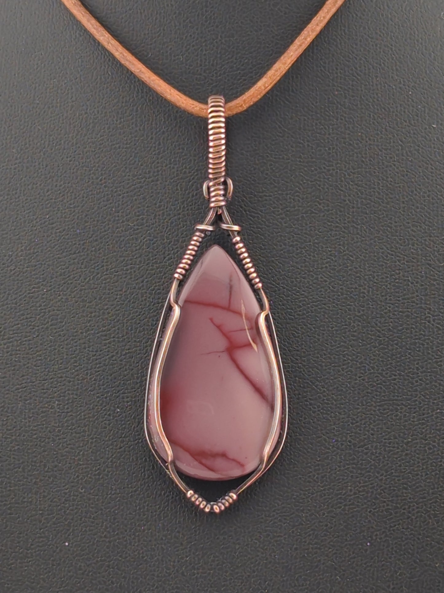 Mookaite Jasper gemstone pendant, set in antiqued copper.