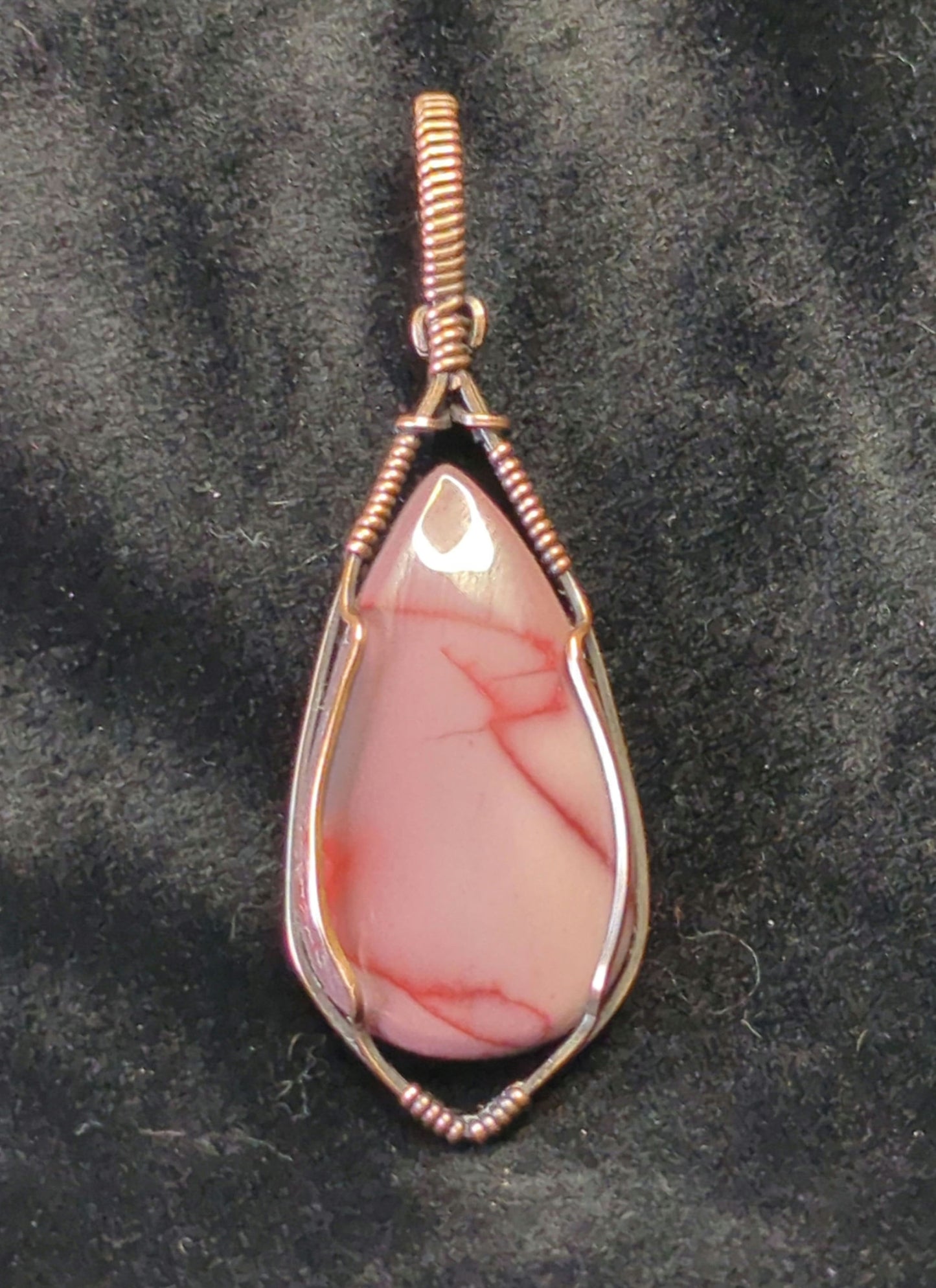 Mookaite Jasper gemstone pendant, set in antiqued copper.