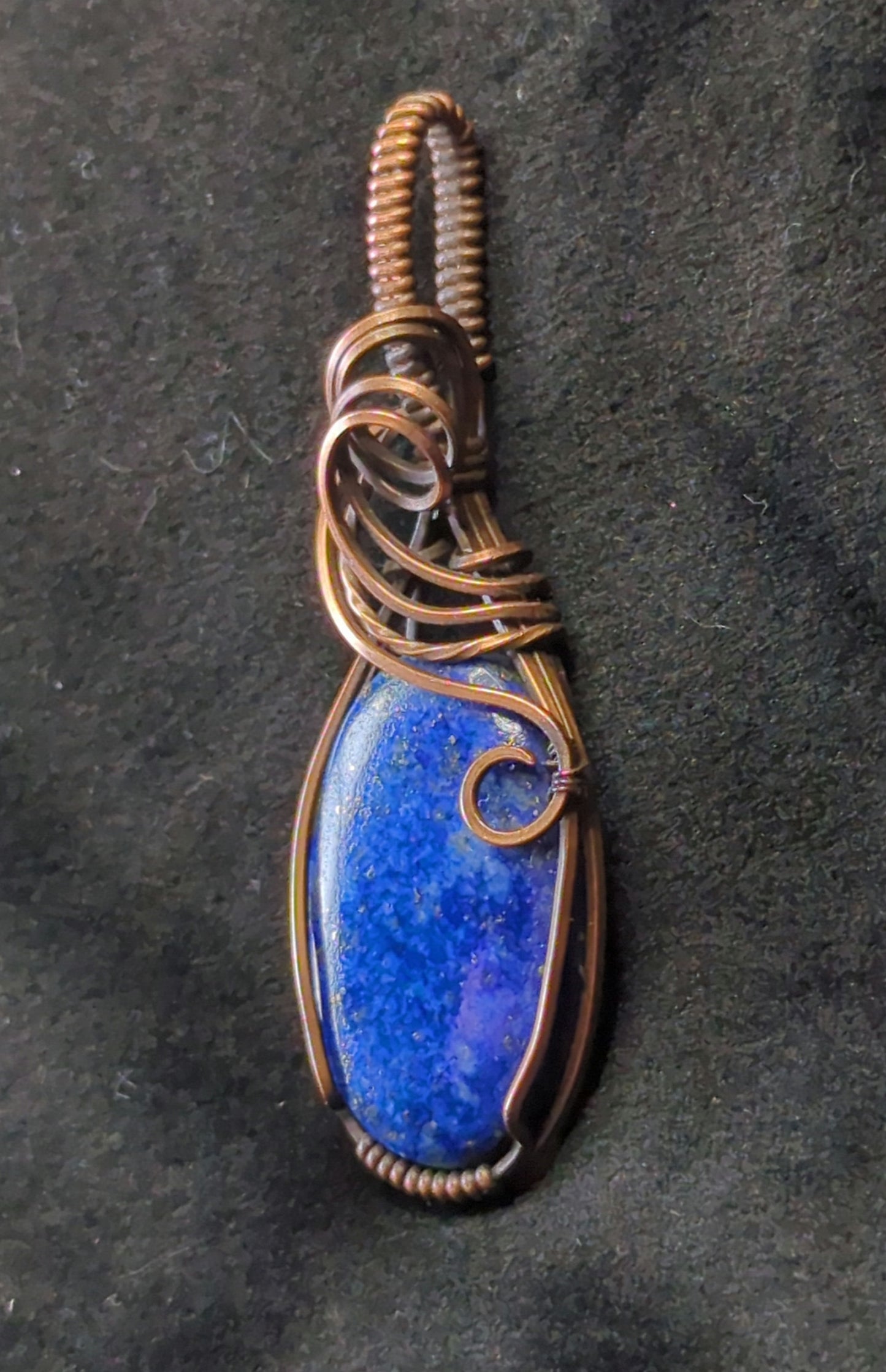 Lapis Lazuli Pendant, set in antiqued copper.