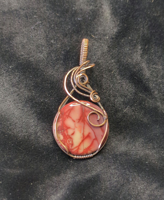 Mookaite Jasper Pendant, set in antiqued copper.