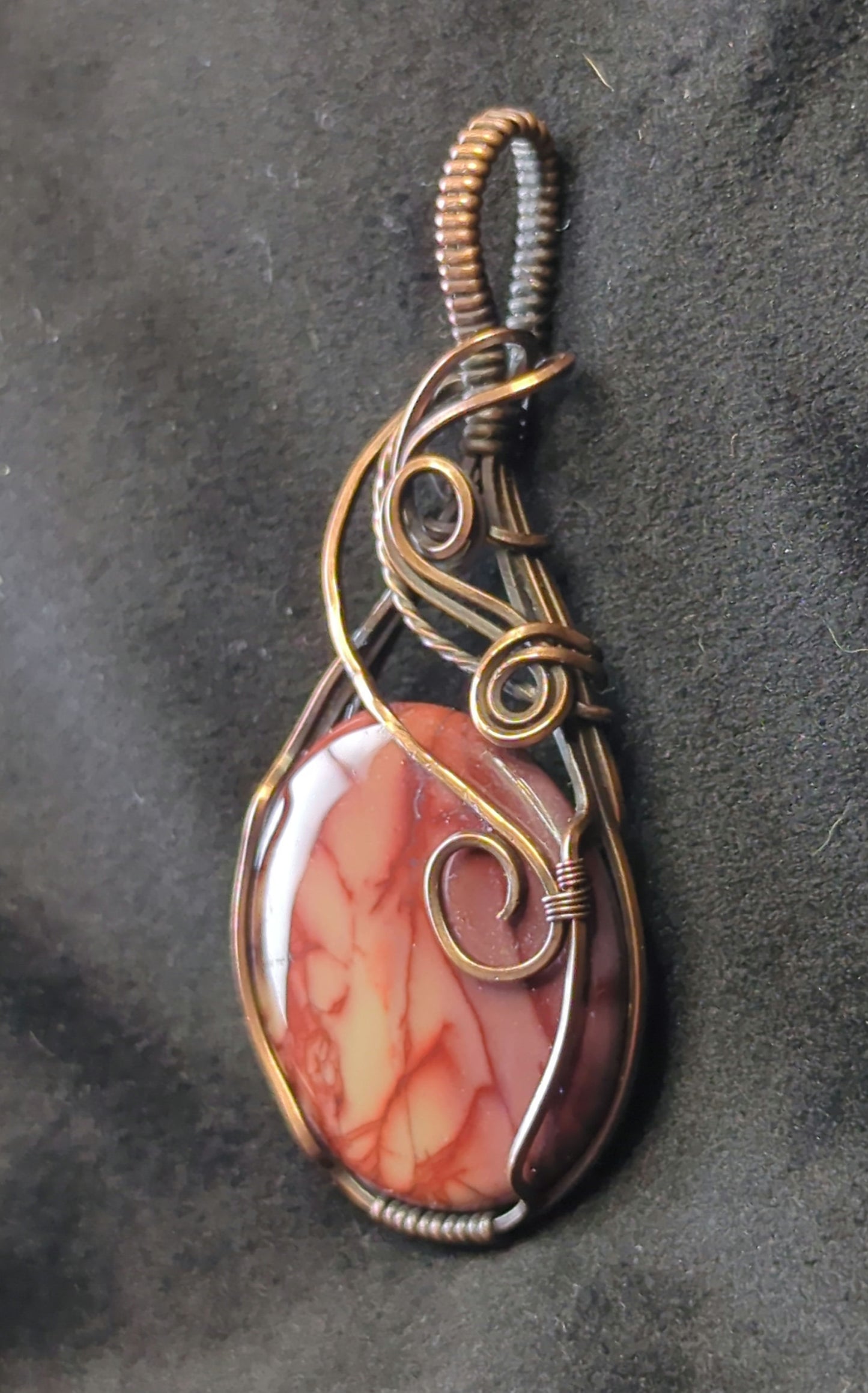 Mookaite Jasper Pendant, set in antiqued copper.