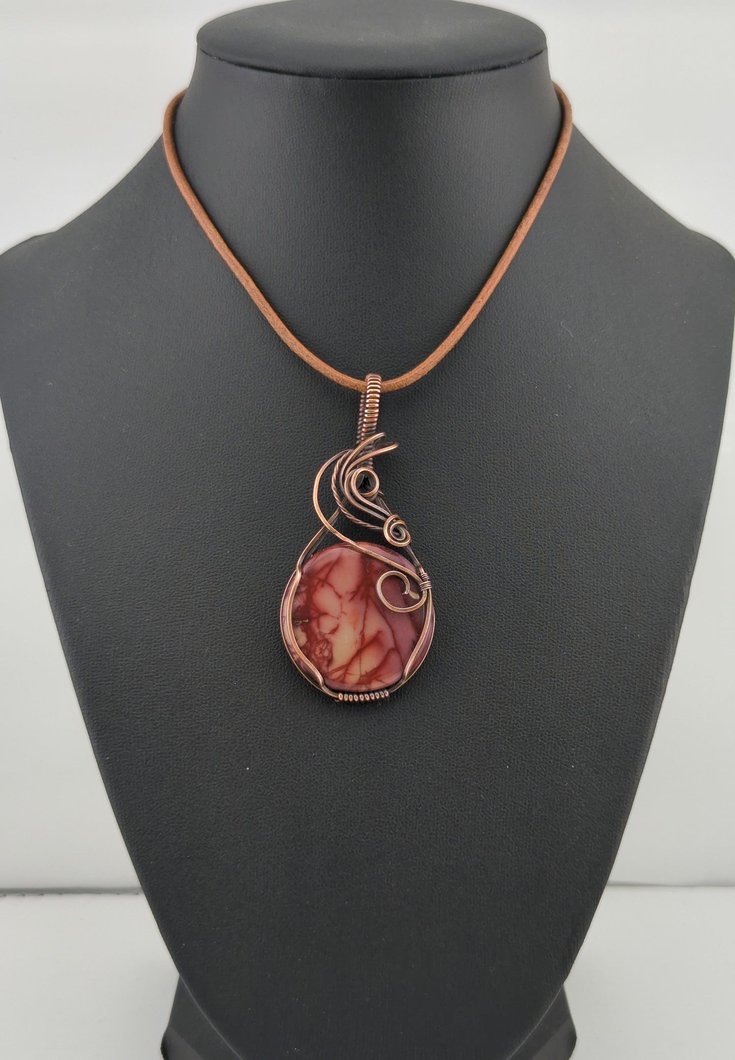 Mookaite Jasper Pendant, set in antiqued copper.