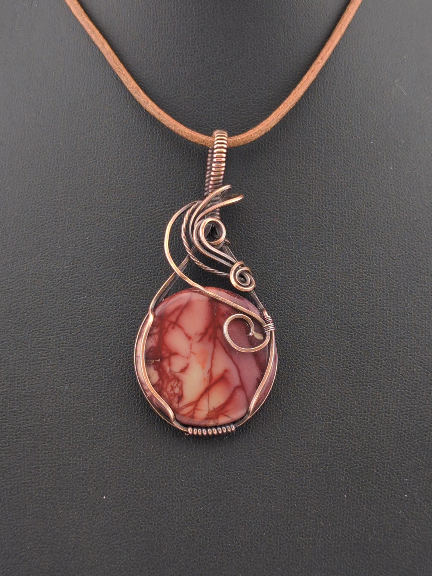 Mookaite Jasper Pendant, set in antiqued copper.