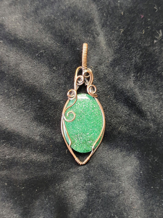 Aventurine Pendant, set in antiqued copper