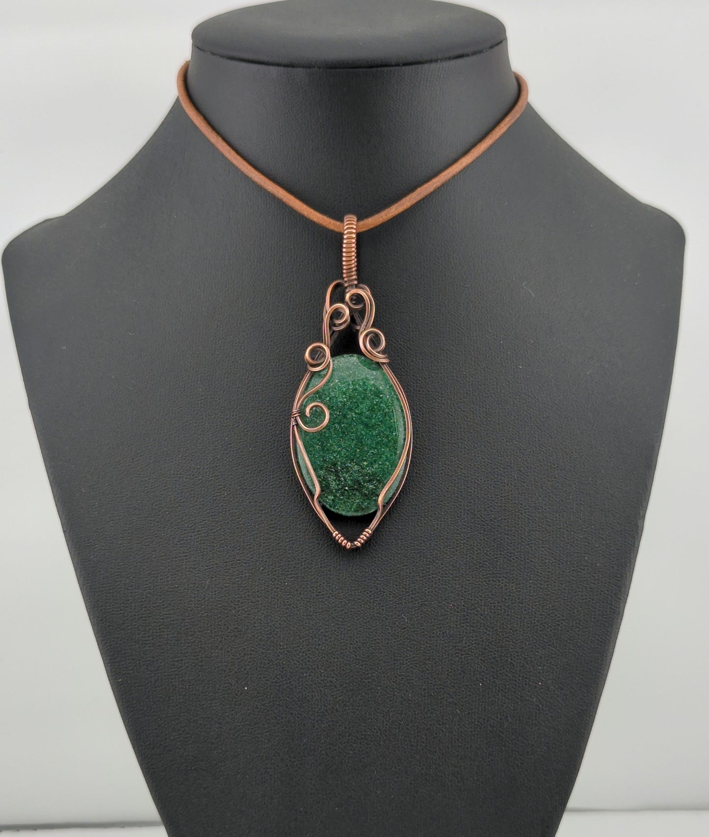 Aventurine Pendant, set in antiqued copper