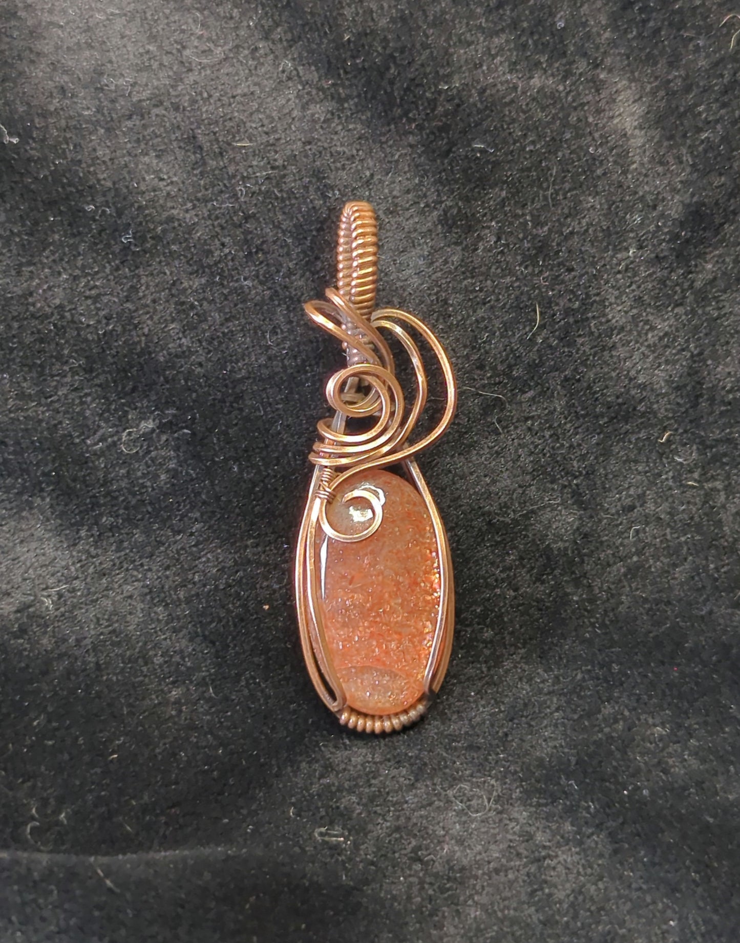 Sunstone Pendant, set in antiqued copper.