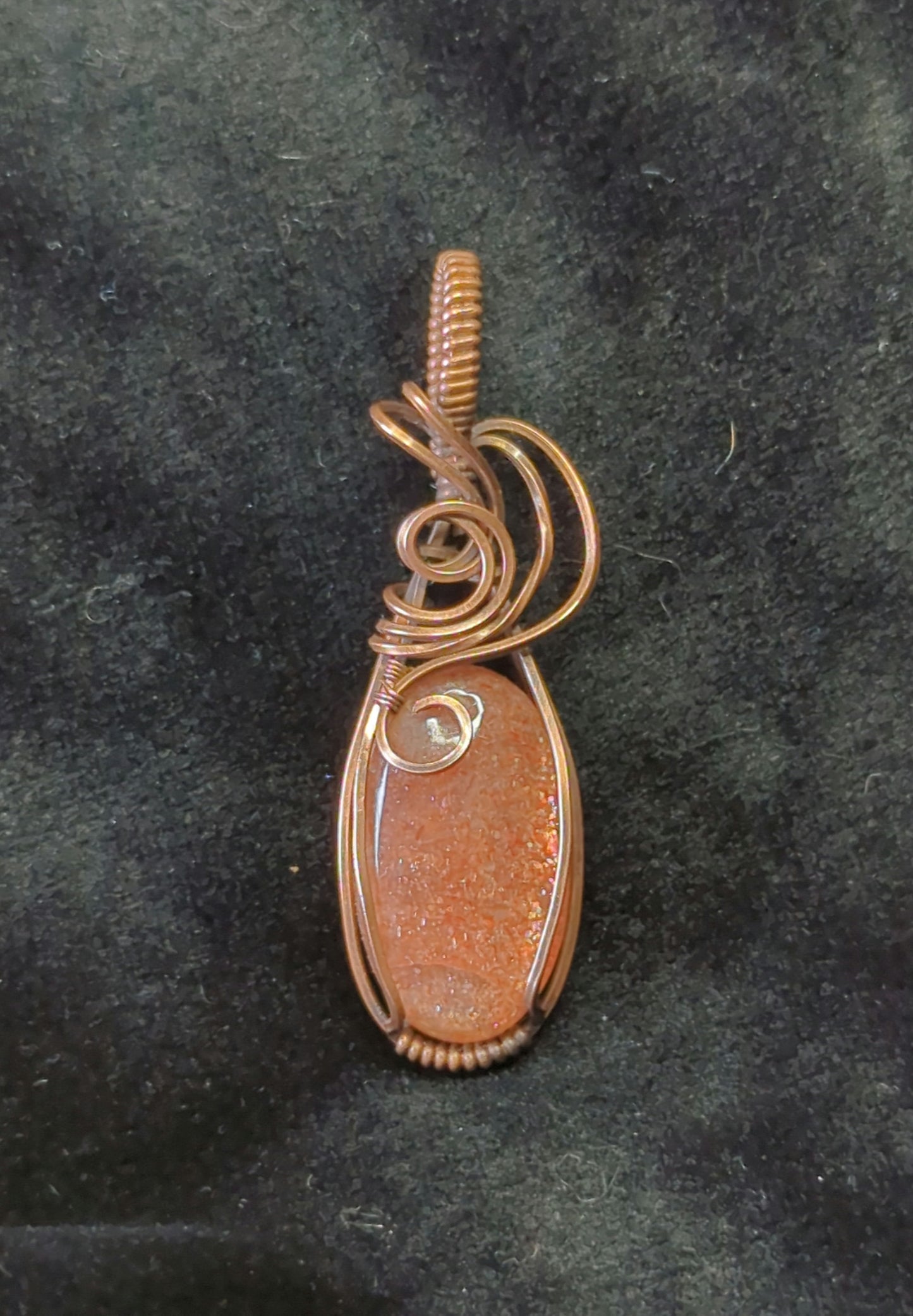 Sunstone Pendant, set in antiqued copper.