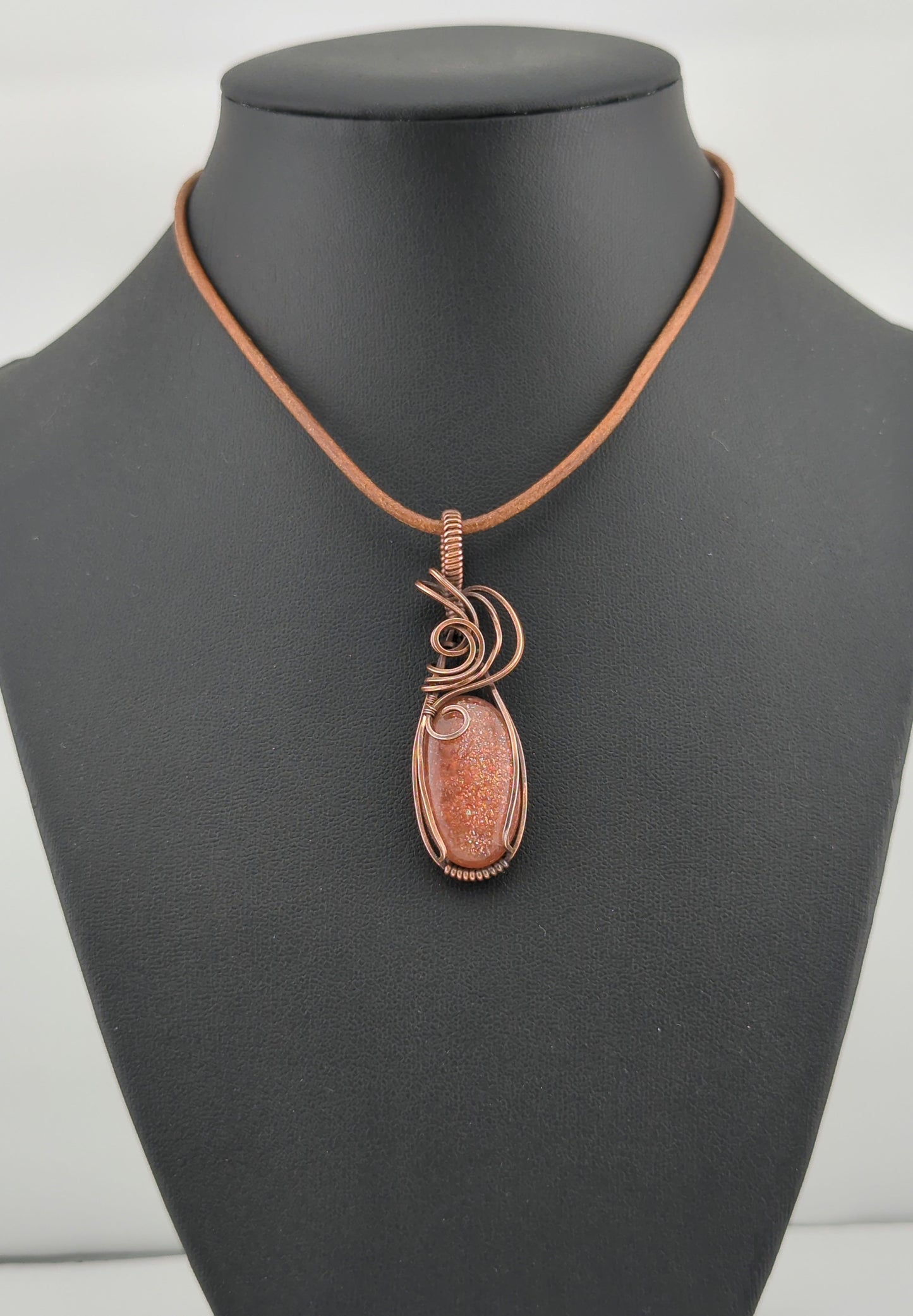 Sunstone Pendant, set in antiqued copper.