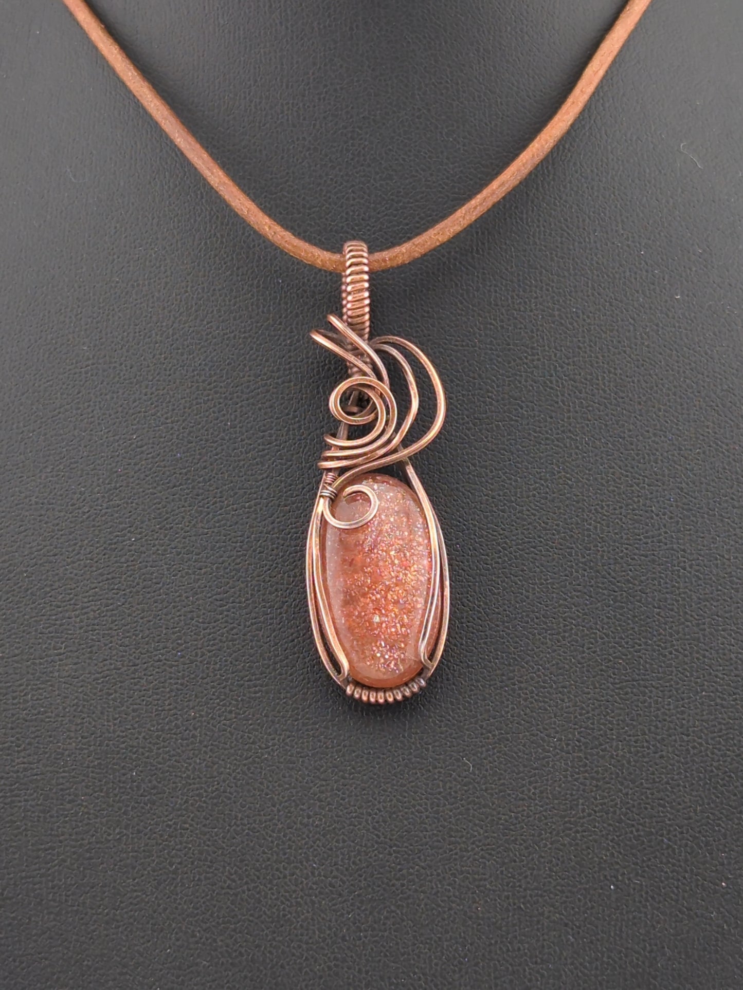 Sunstone Pendant, set in antiqued copper.