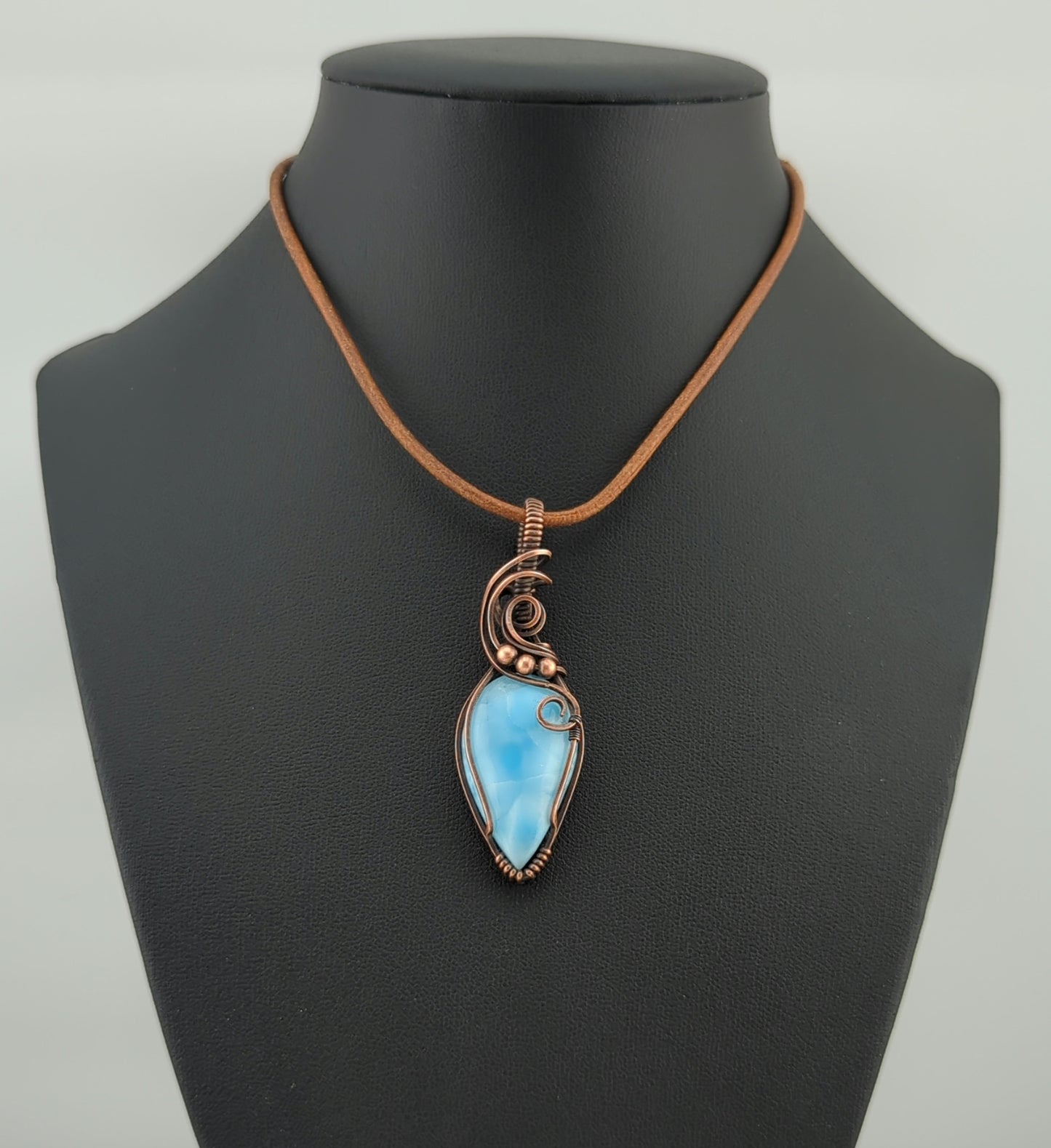 Larimar Pendant set in antiqued copper.