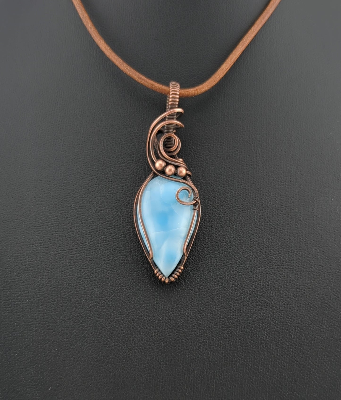 Larimar Pendant set in antiqued copper.