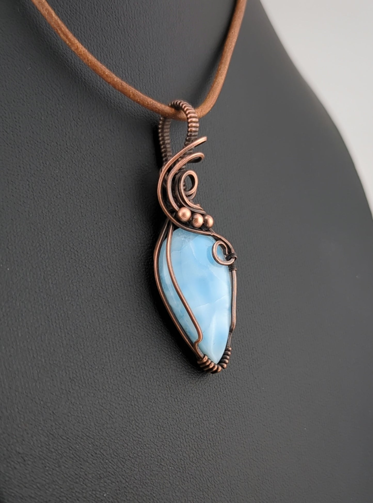 Larimar Pendant set in antiqued copper.