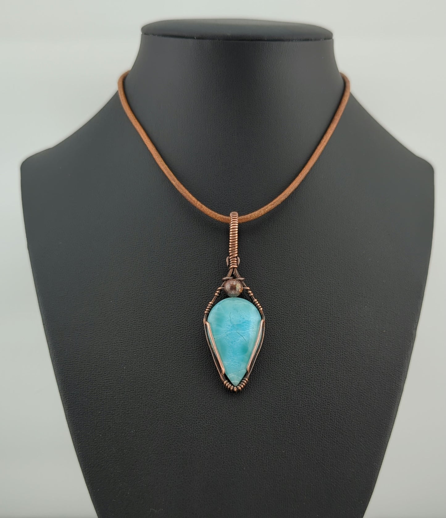 Larimar Pendant, set in antiqued copper.