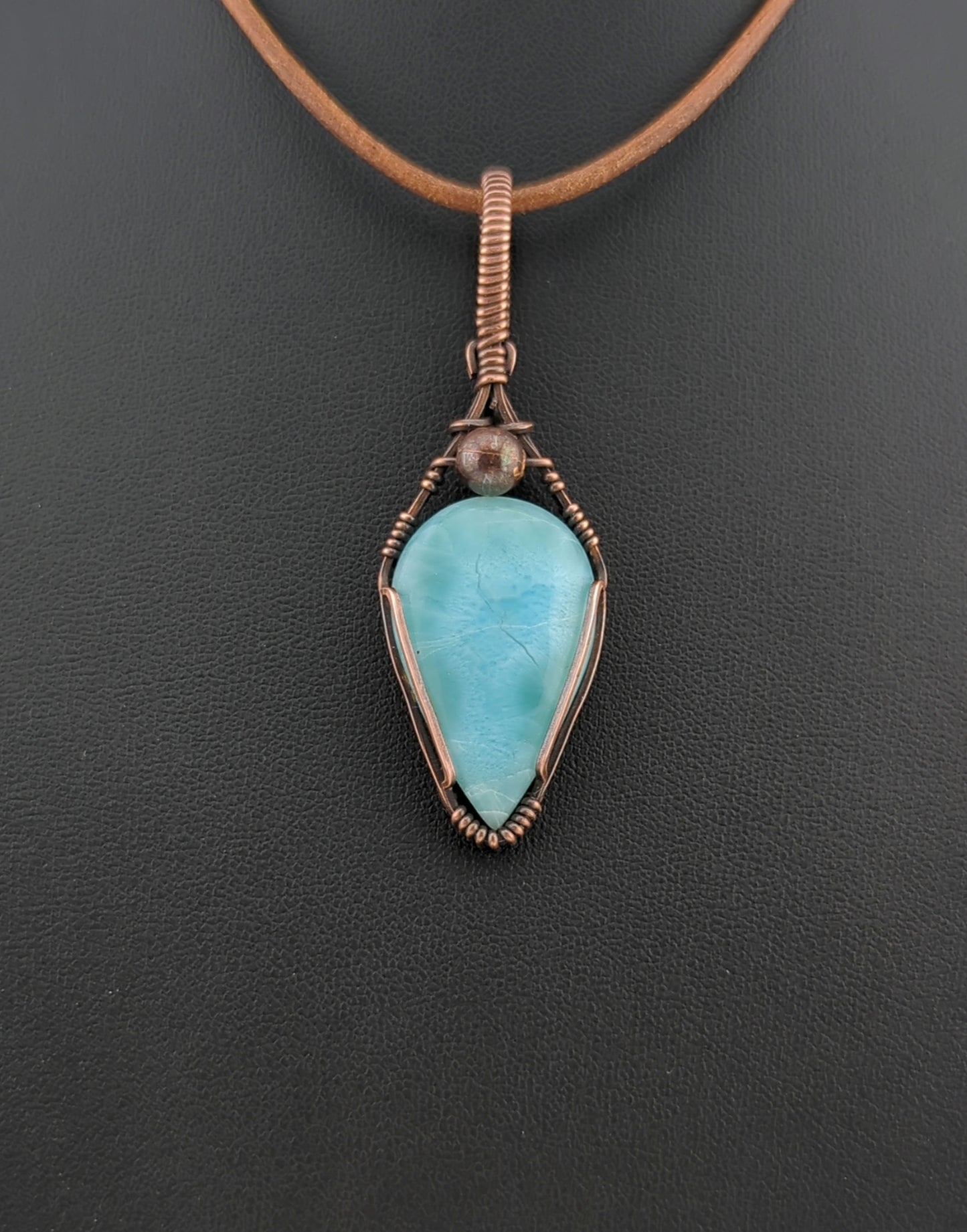 Larimar Pendant, set in antiqued copper.