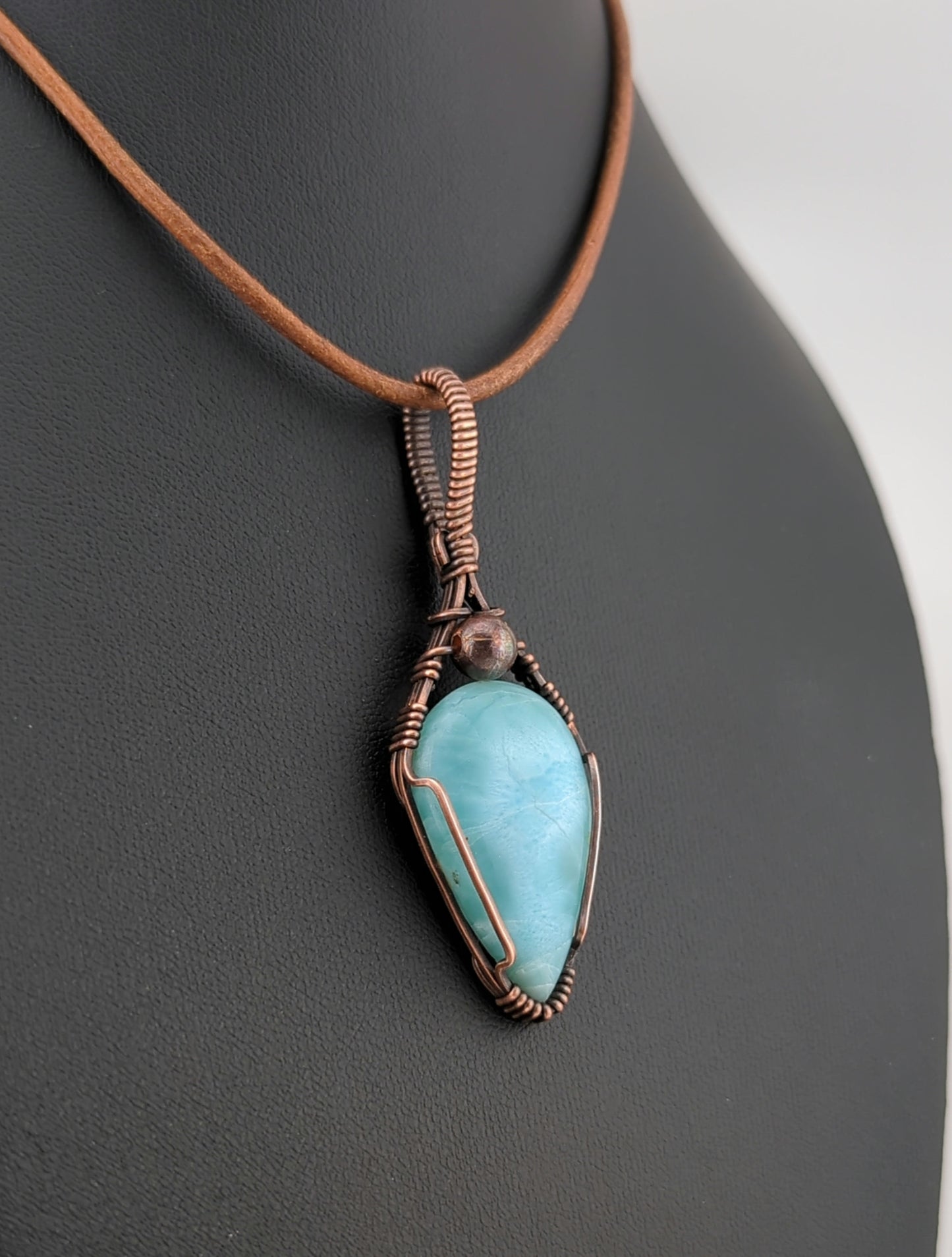 Larimar Pendant, set in antiqued copper.