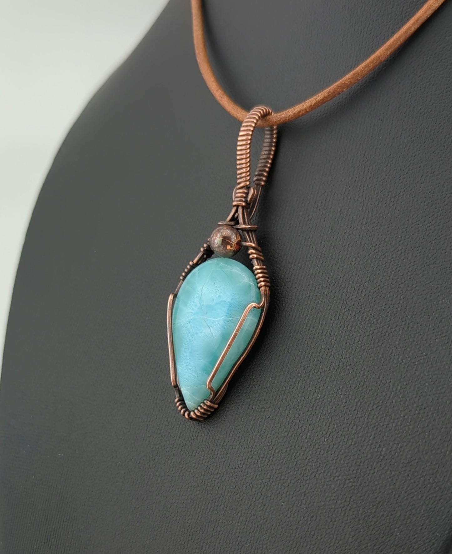 Larimar Pendant, set in antiqued copper.