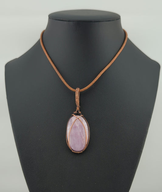 Kunzite Pendant, set in antiqued copper.