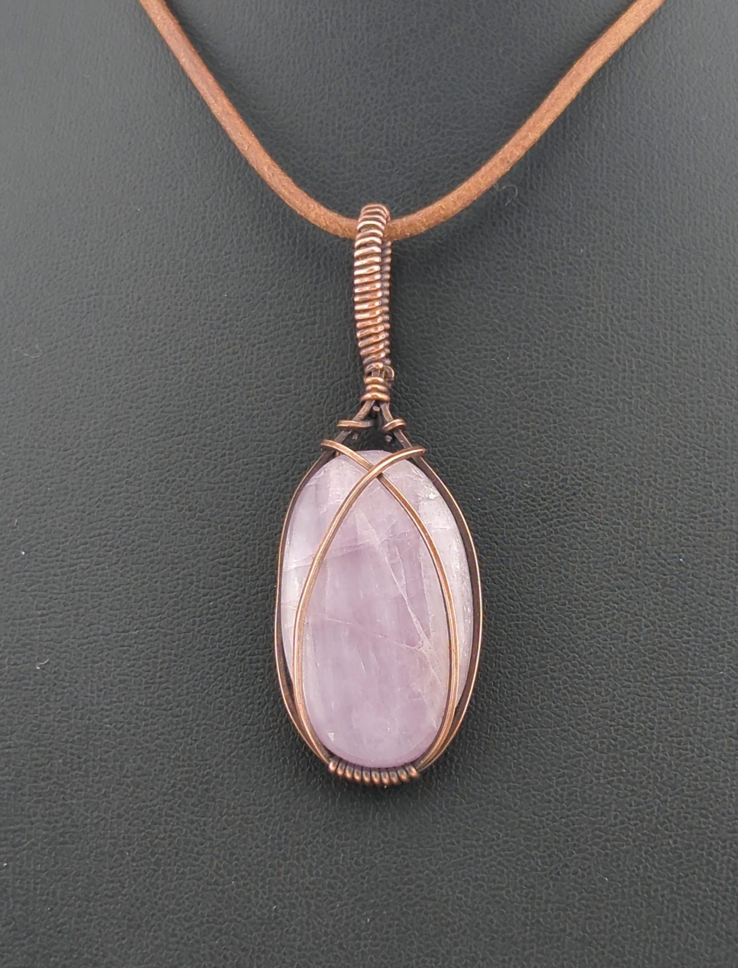 Kunzite Pendant, set in antiqued copper.