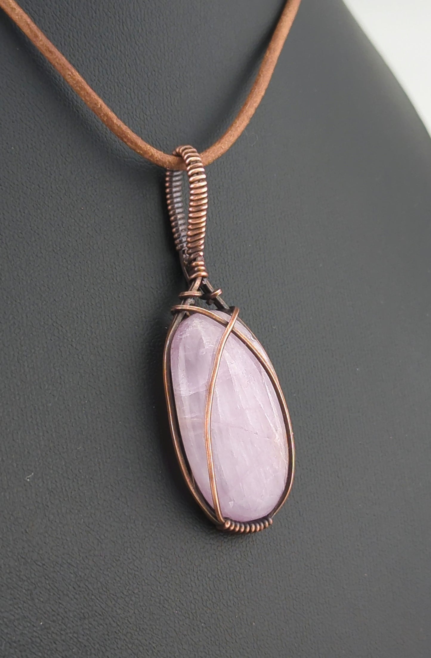 Kunzite Pendant, set in antiqued copper.