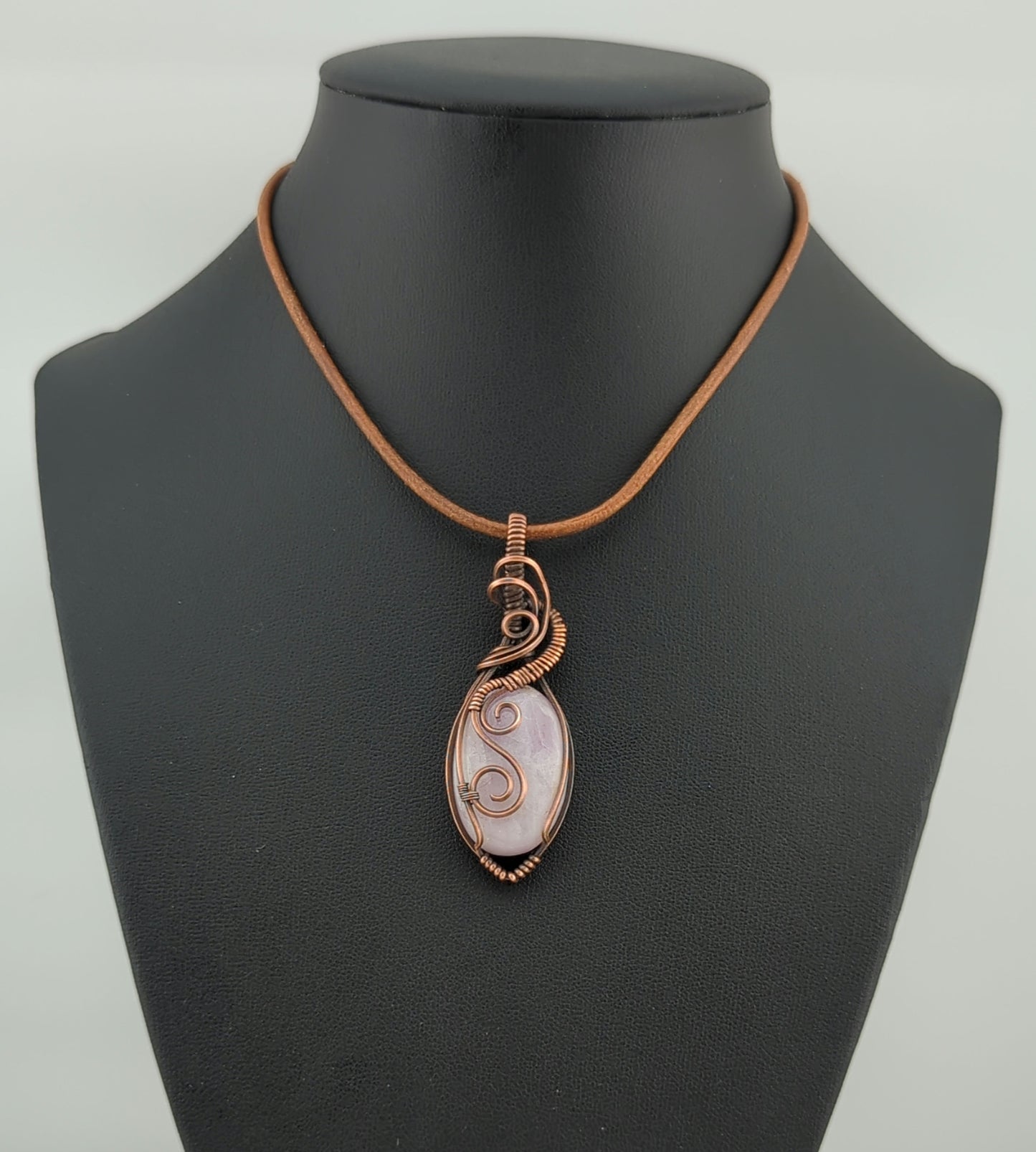 Kunzite Pendant, set in antiqued copper.