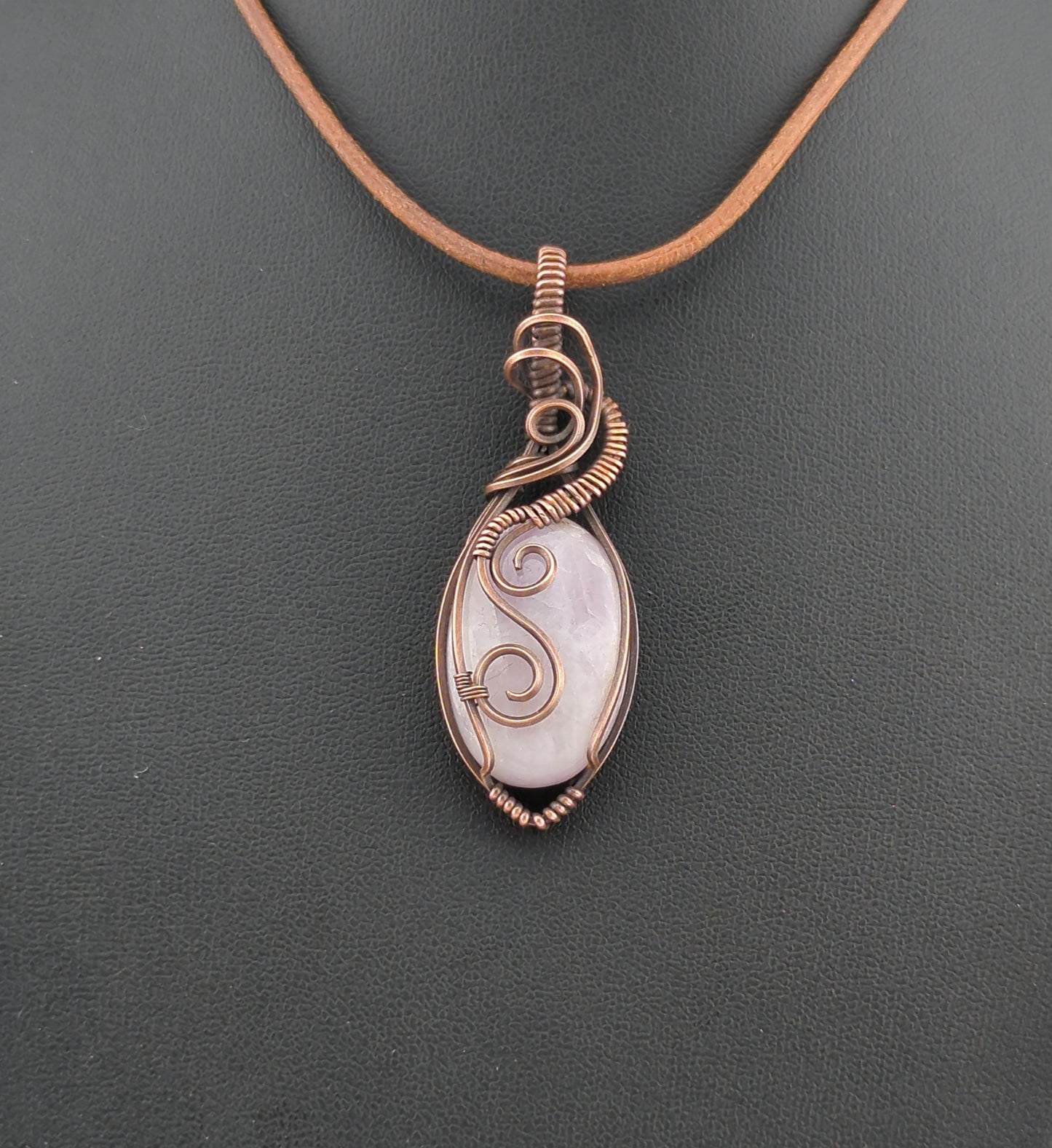 Kunzite Pendant, set in antiqued copper.