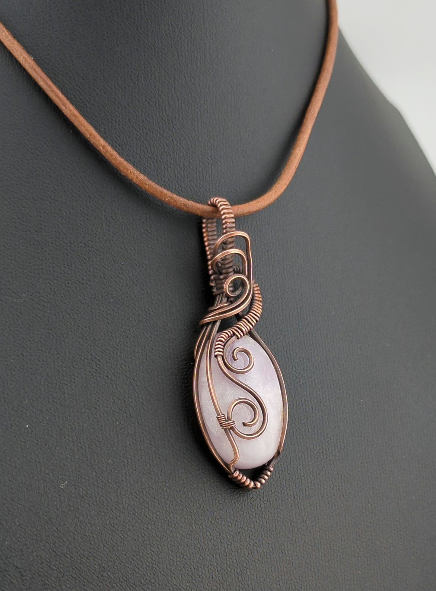 Kunzite Pendant, set in antiqued copper.