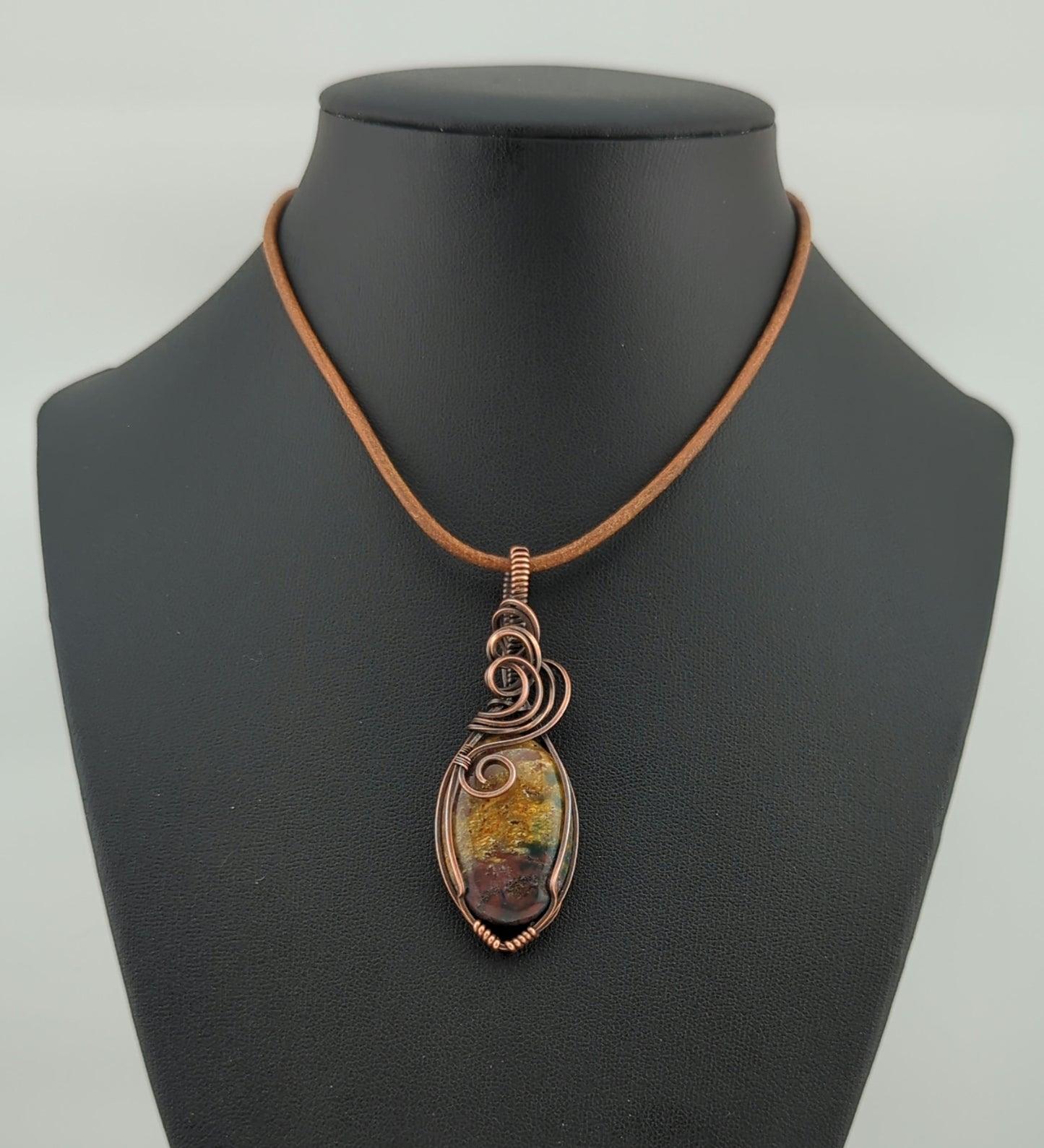 Bloodstone Jasper Pendant, set in antiqued copper.