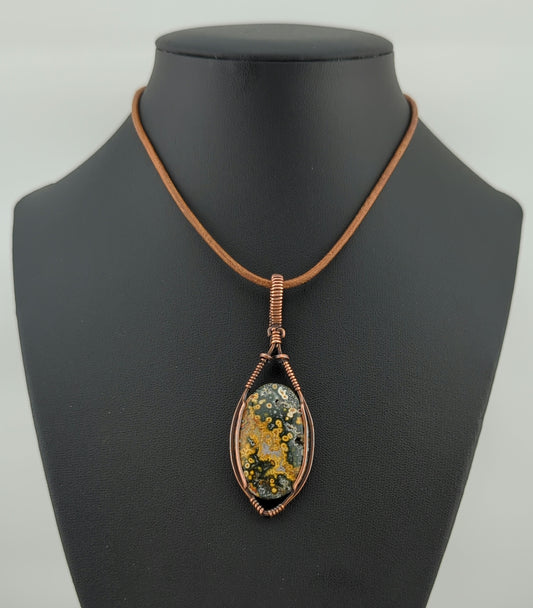 Ocean Jasper Pendant, set in antiqued copper.