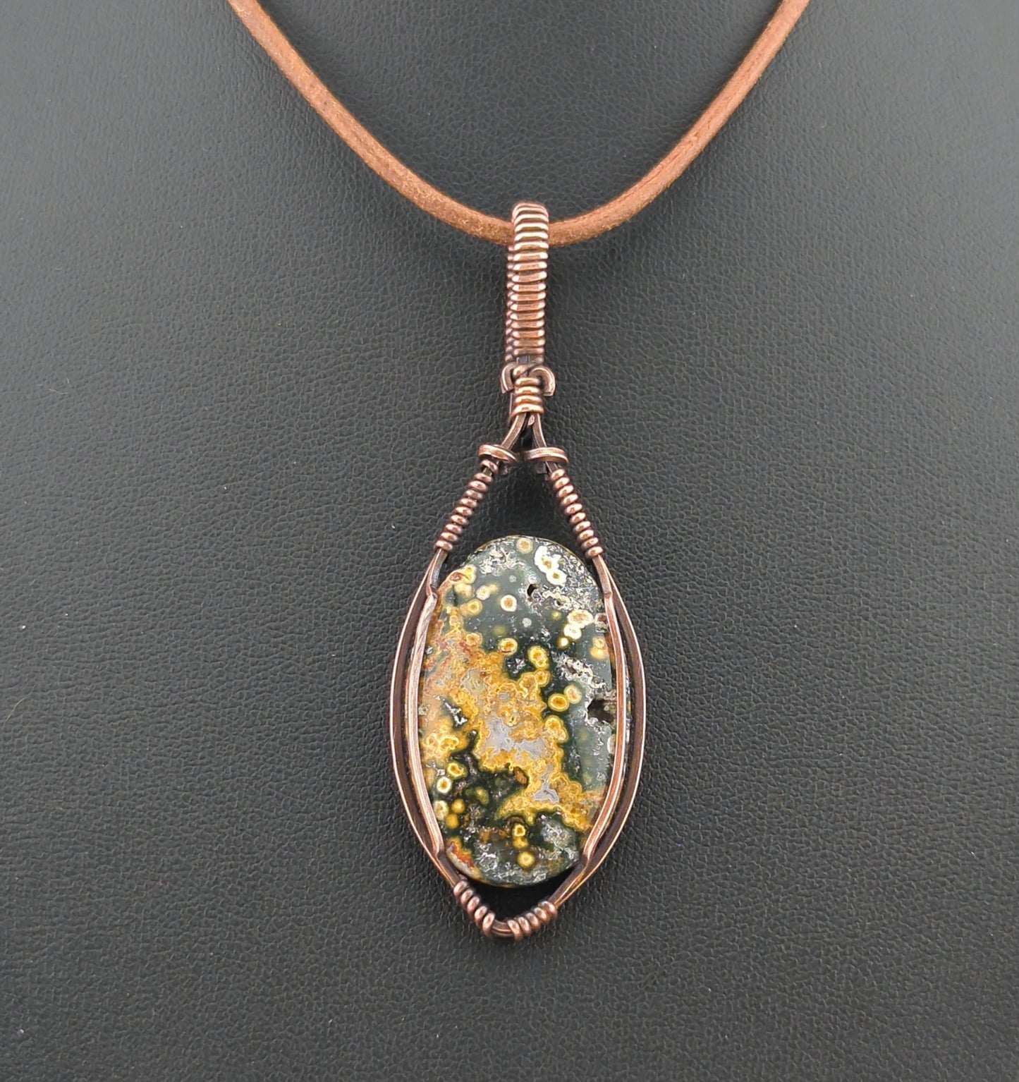 Ocean Jasper Pendant, set in antiqued copper.