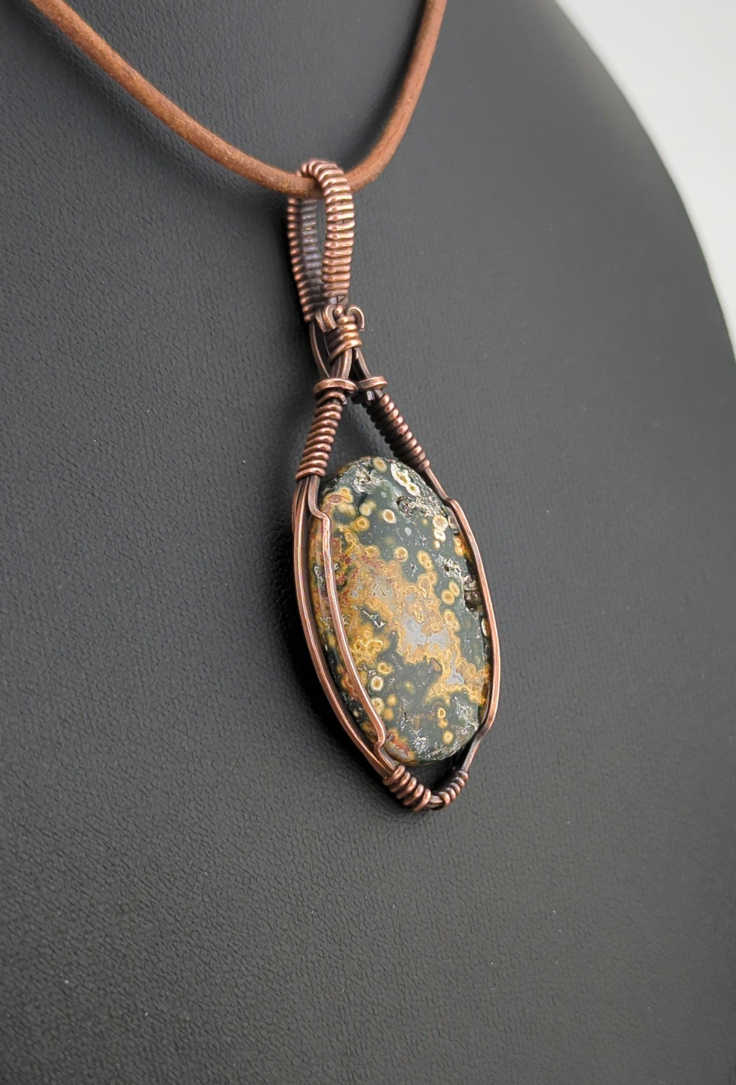 Ocean Jasper Pendant, set in antiqued copper.