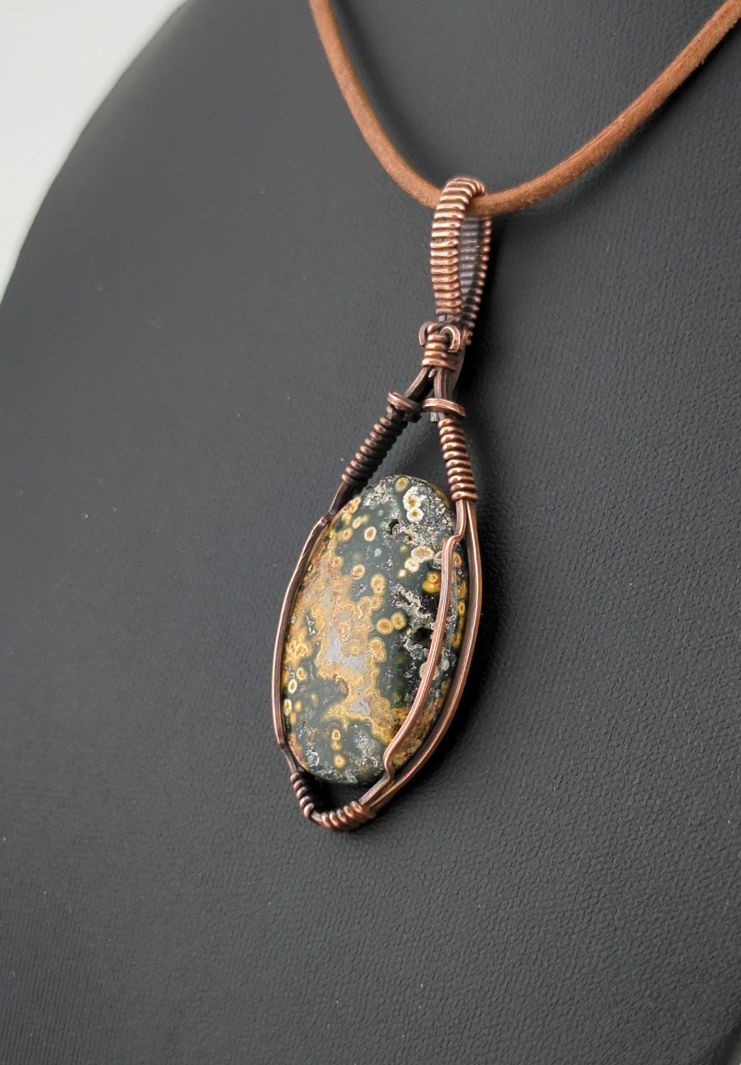 Ocean Jasper Pendant, set in antiqued copper.