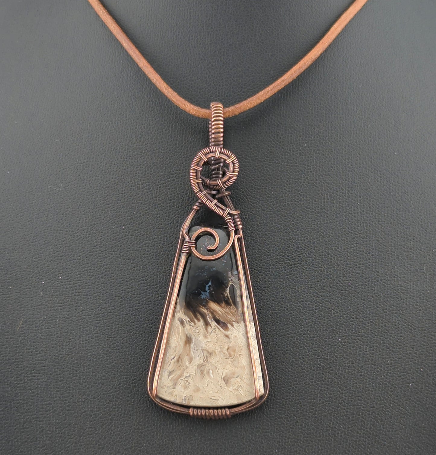 Petrified Palm Root Pendant, set in antiqued copper.