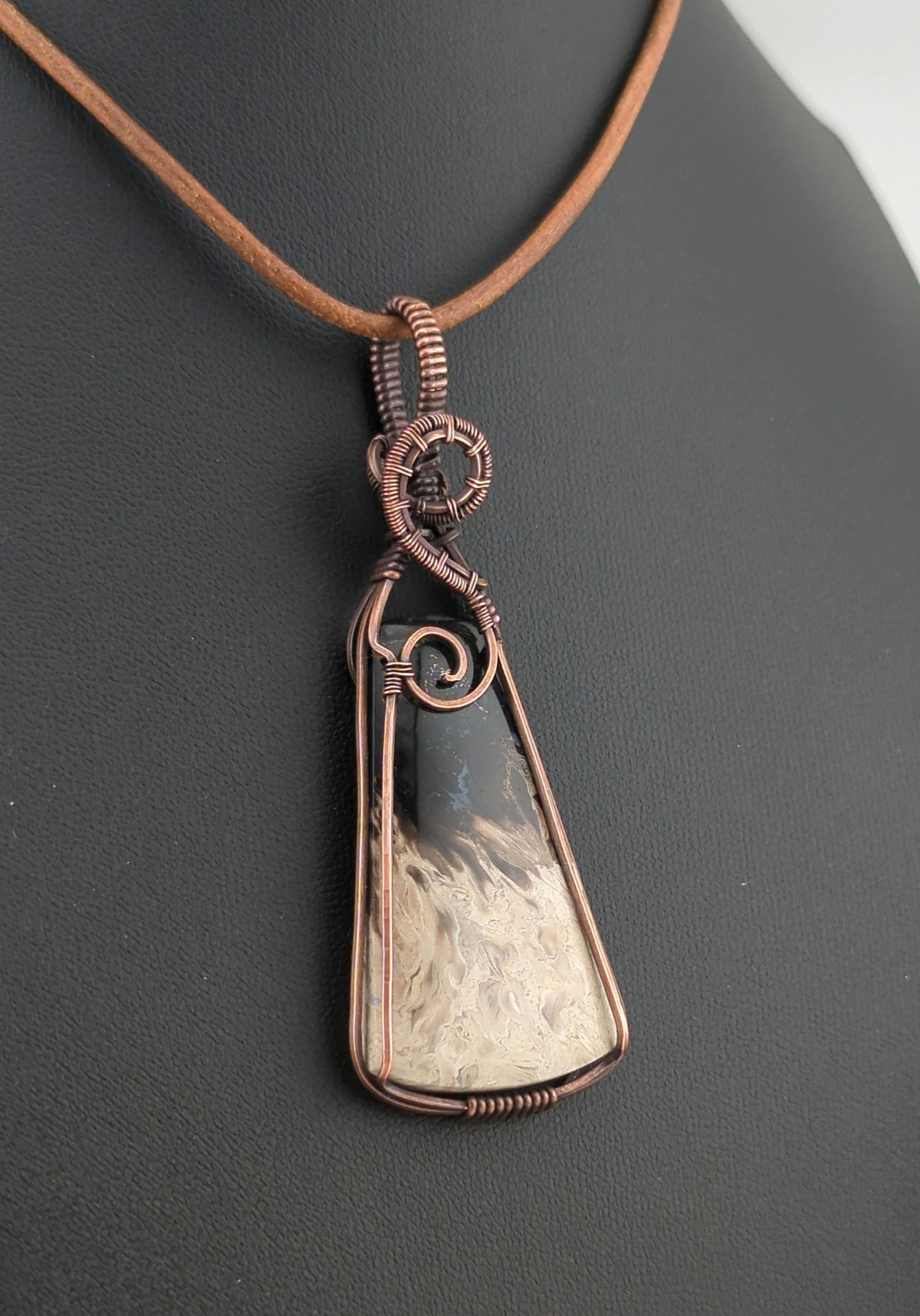 Petrified Palm Root Pendant, set in antiqued copper.