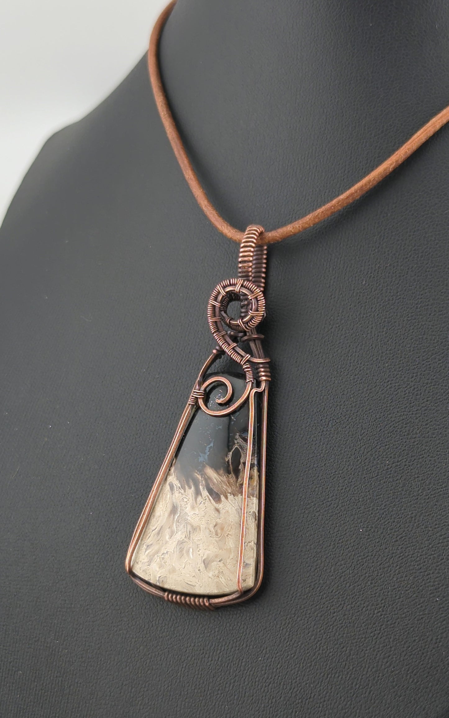 Petrified Palm Root Pendant, set in antiqued copper.