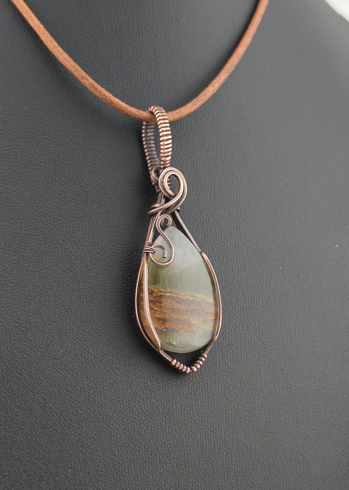 Phantom Quartz Pendant, set in antiqued copper.