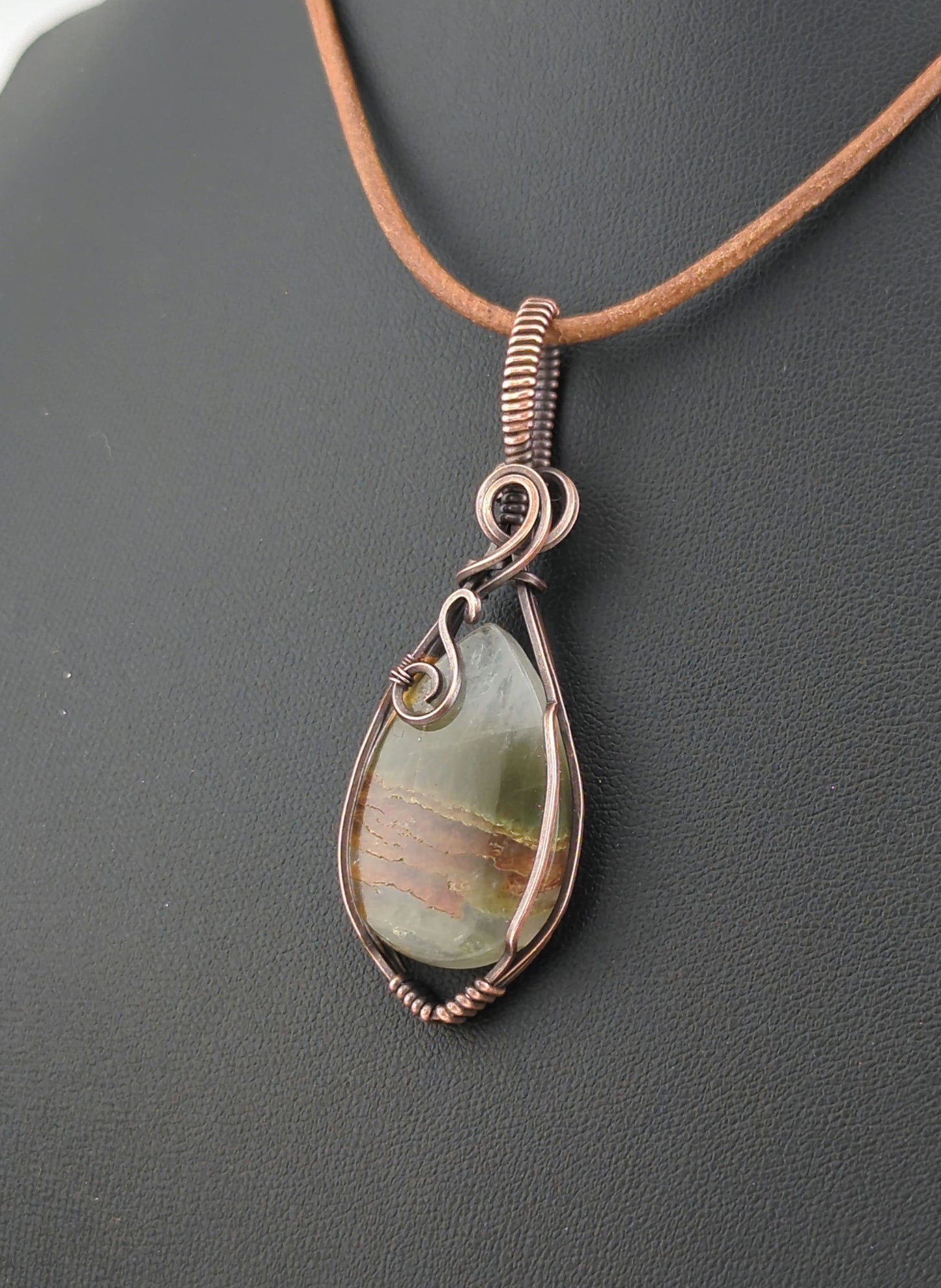 Phantom Quartz Pendant, set in antiqued copper.