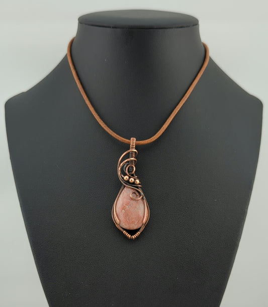 Fire Quartz Pendant, set in antiqued copper