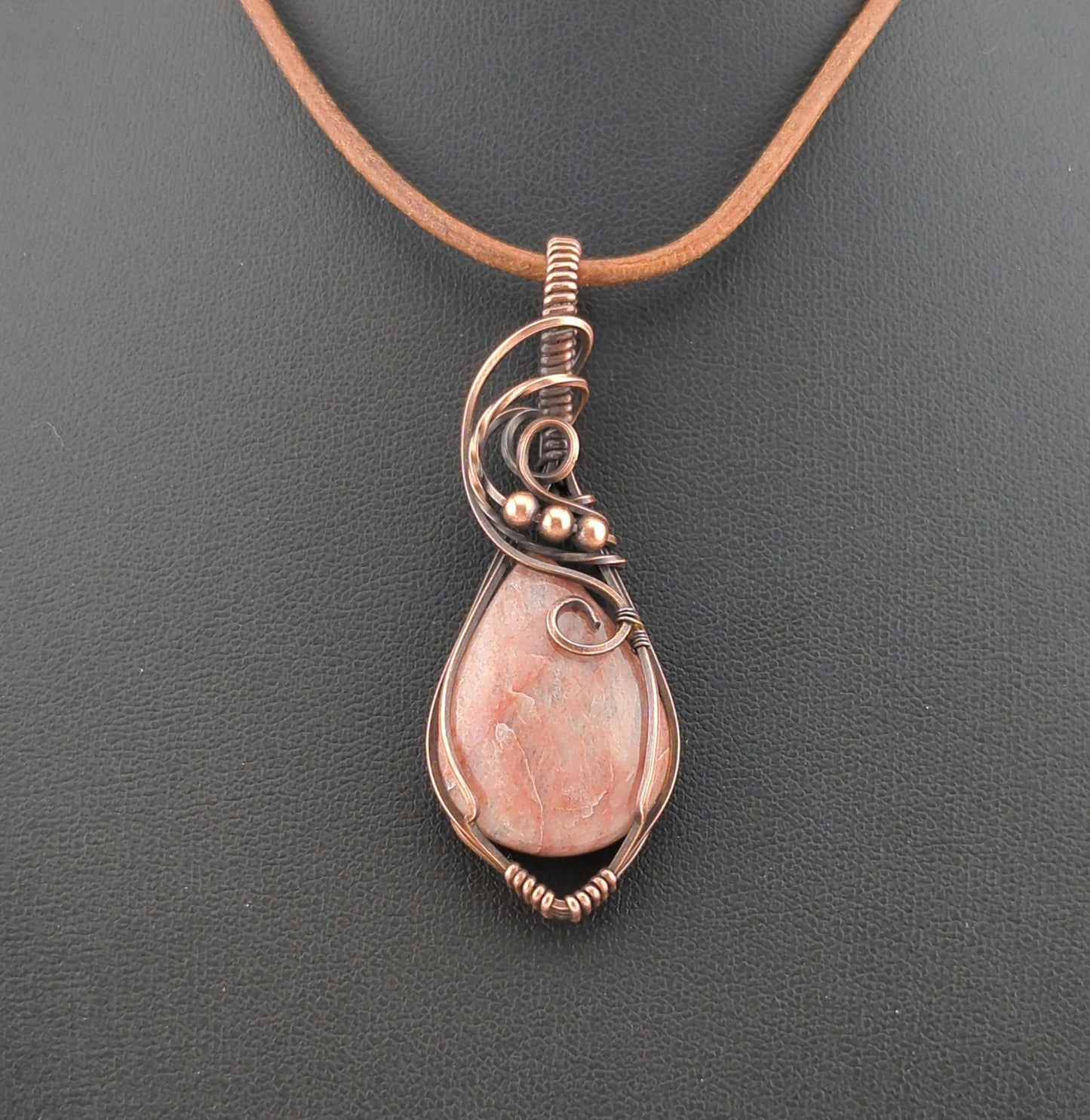 Fire Quartz Pendant, set in antiqued copper