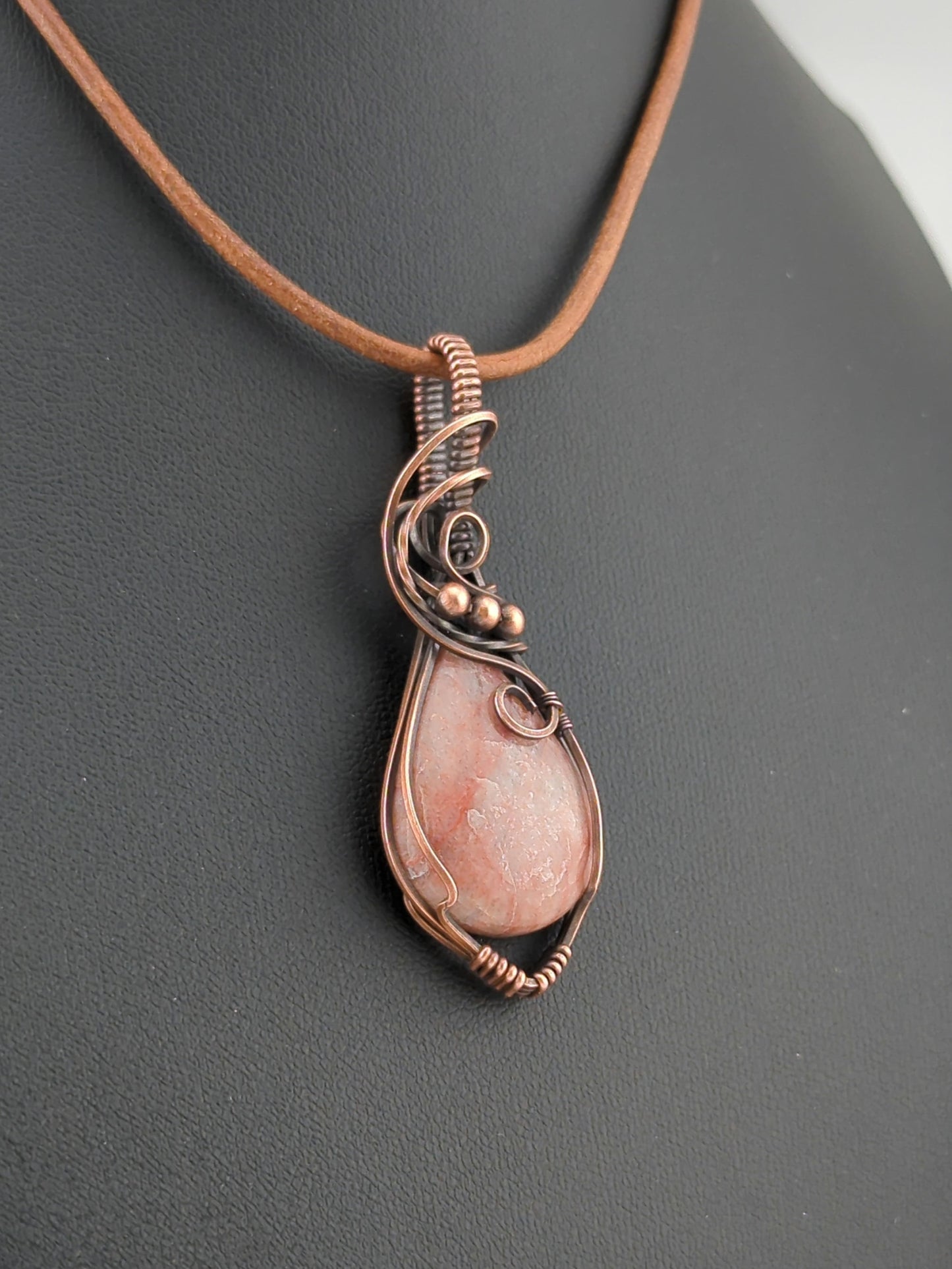 Fire Quartz Pendant, set in antiqued copper