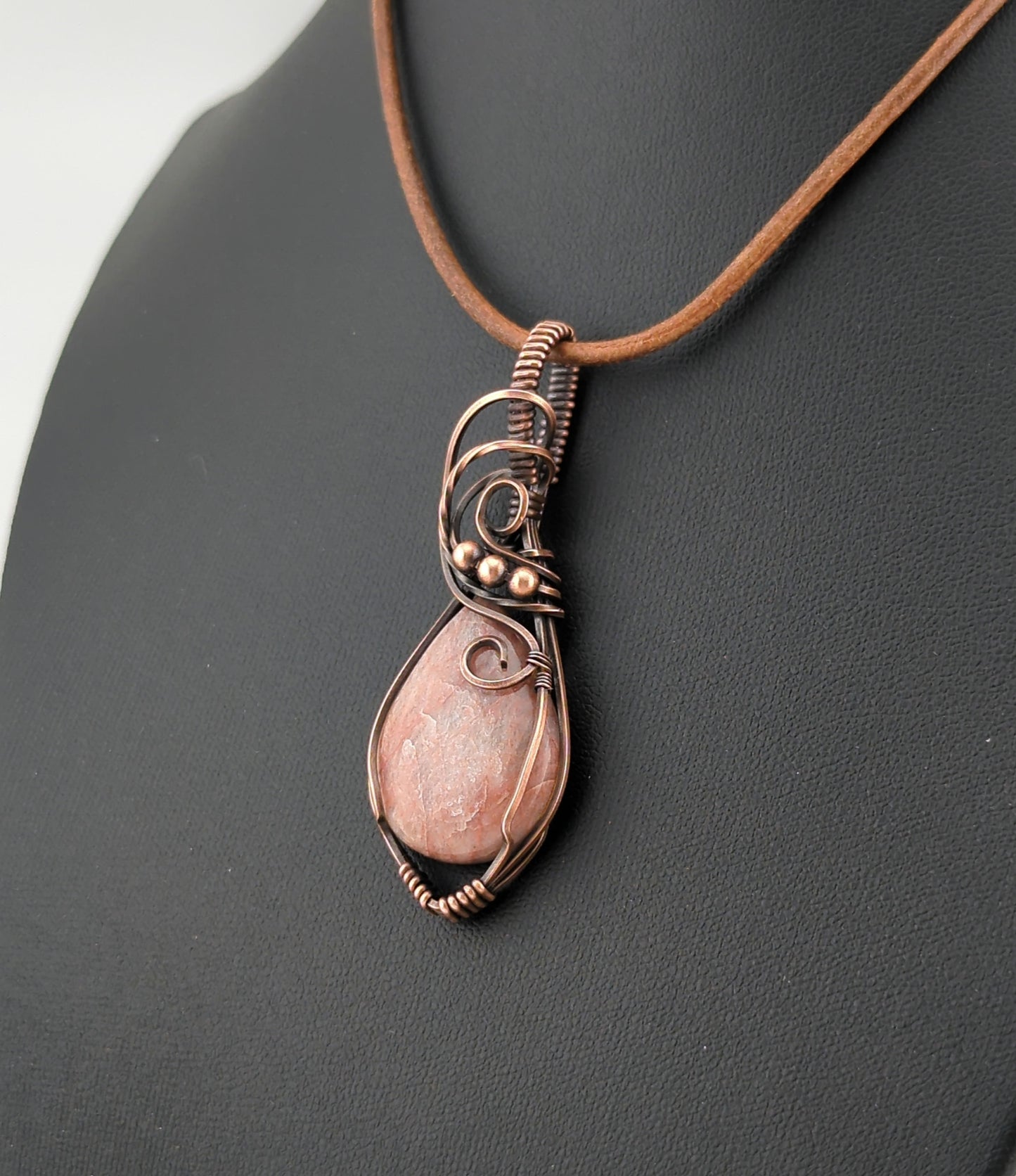 Fire Quartz Pendant, set in antiqued copper