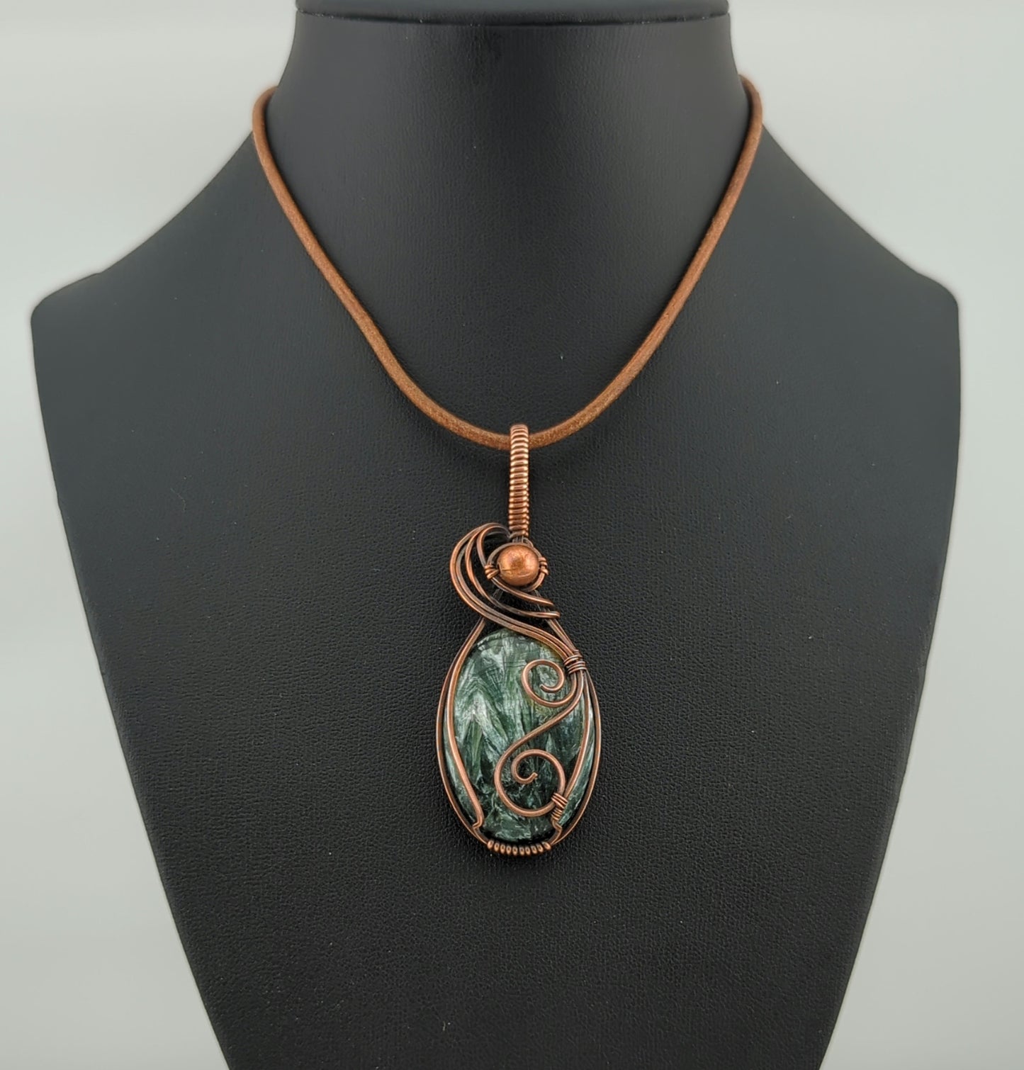 Seraphinite pendant, set in antiqued copper.