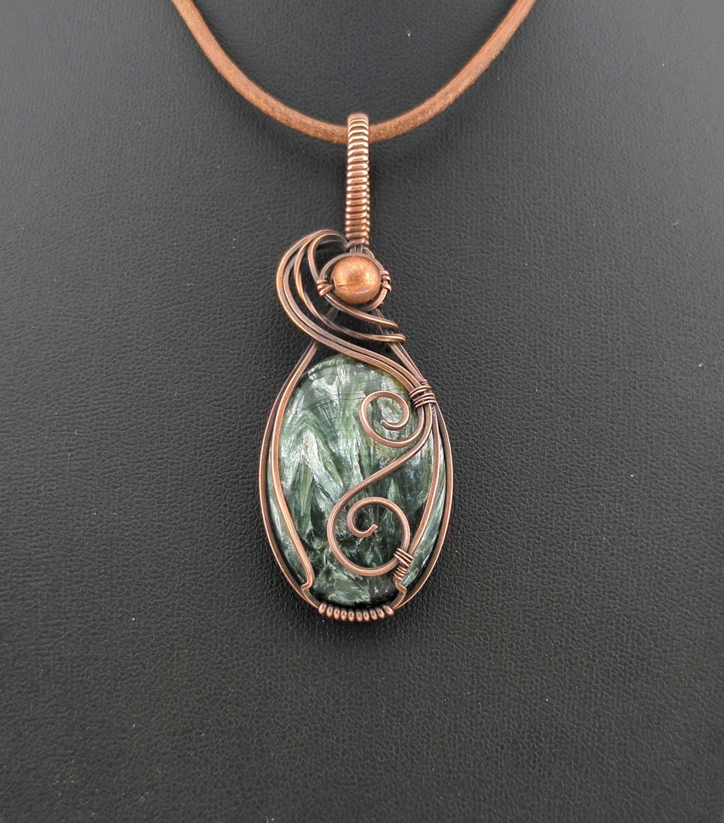 Seraphinite pendant, set in antiqued copper.