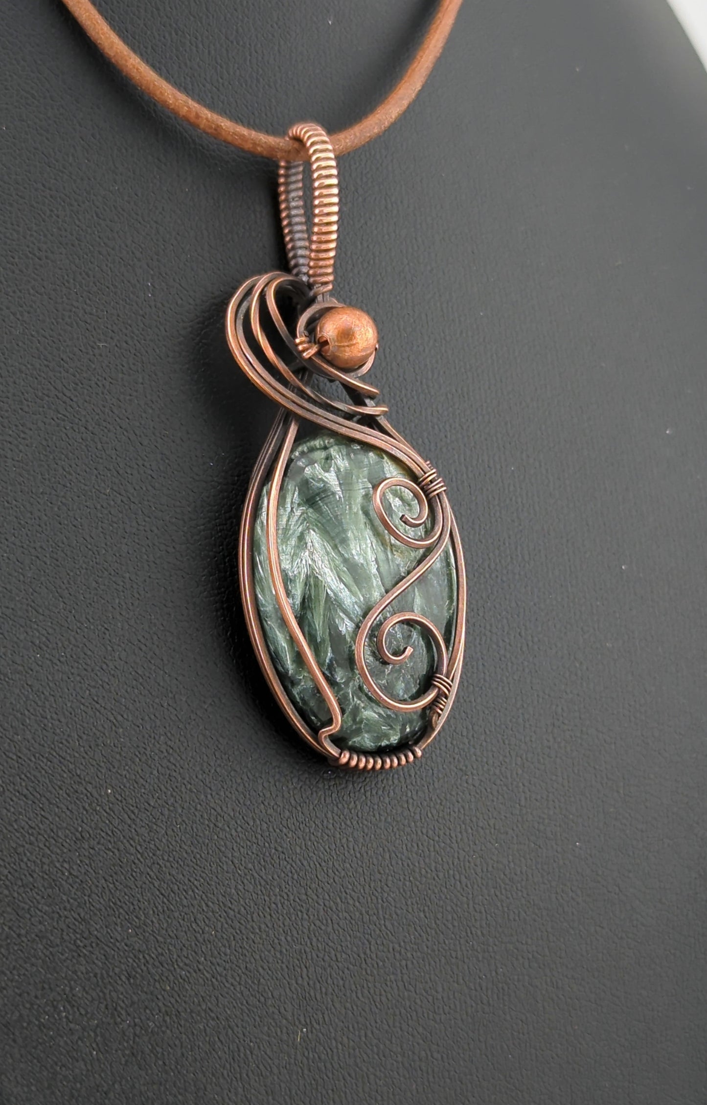 Seraphinite pendant, set in antiqued copper.